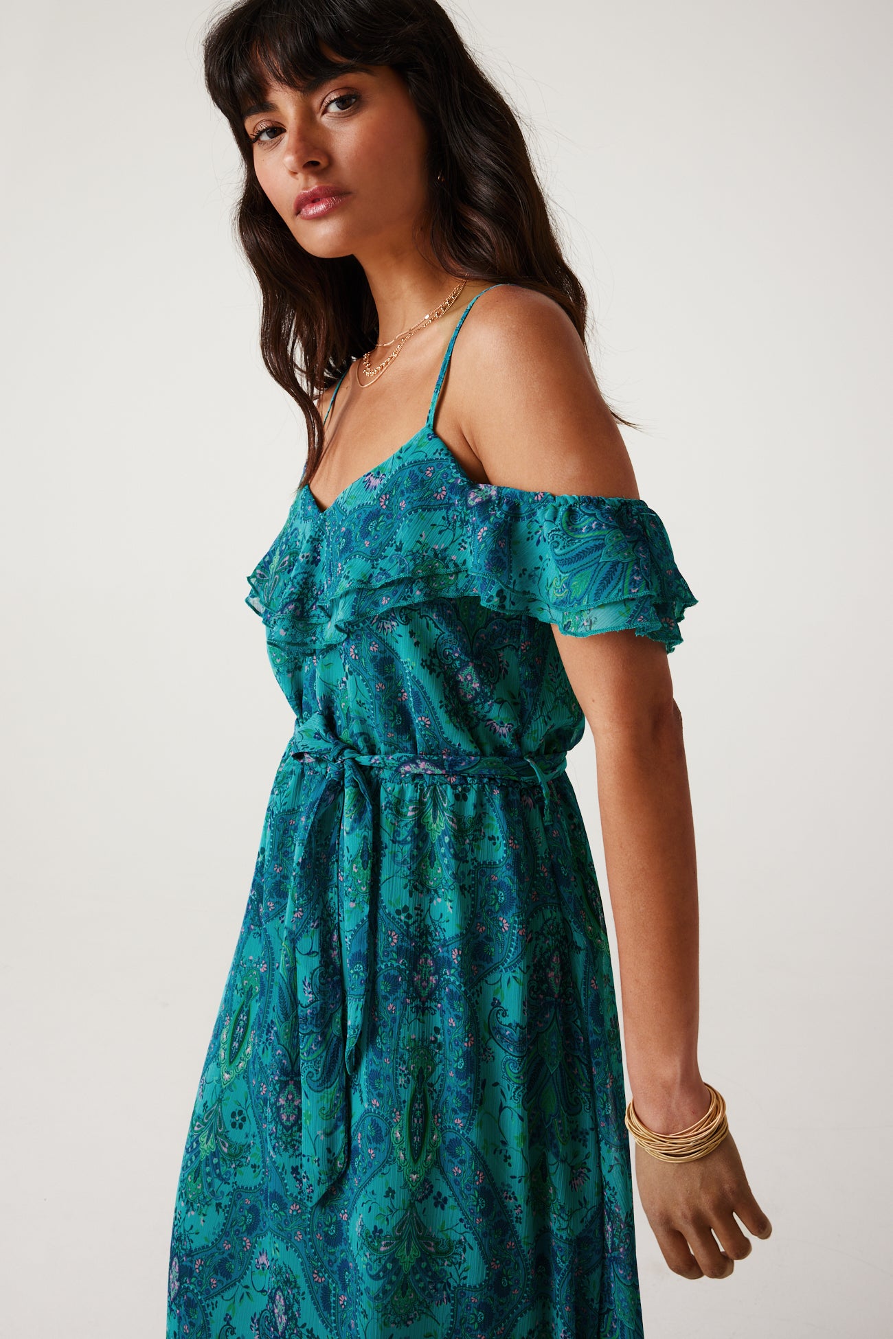 Long strappy dress - Blue print