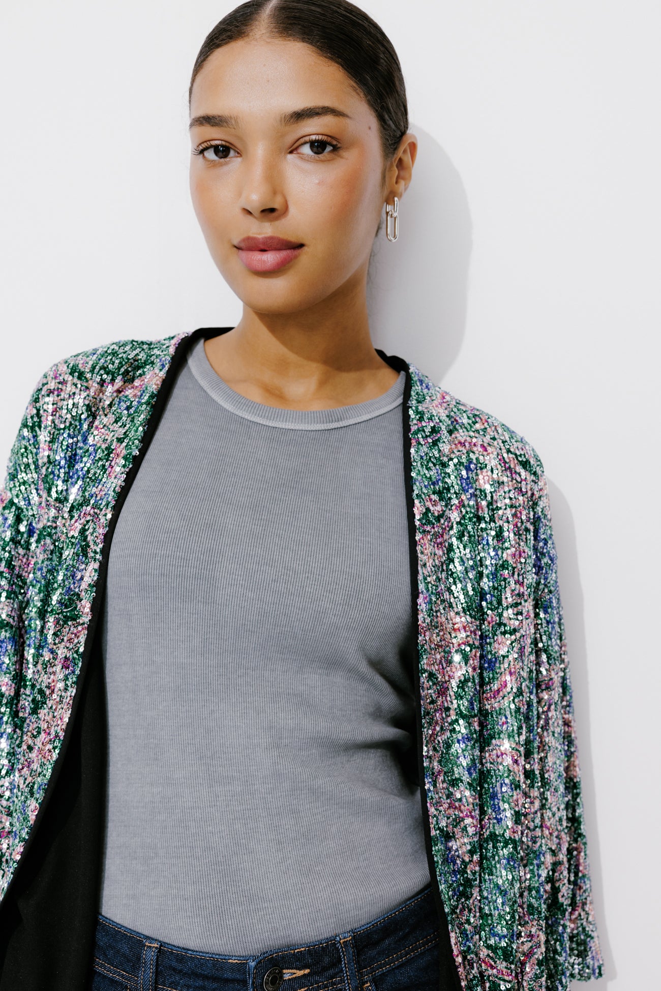 Glitzy kimono jacket - Multicolour print
