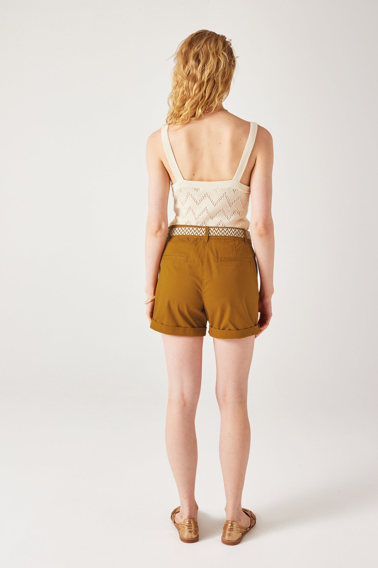 Pleat shorts belt - Caramel