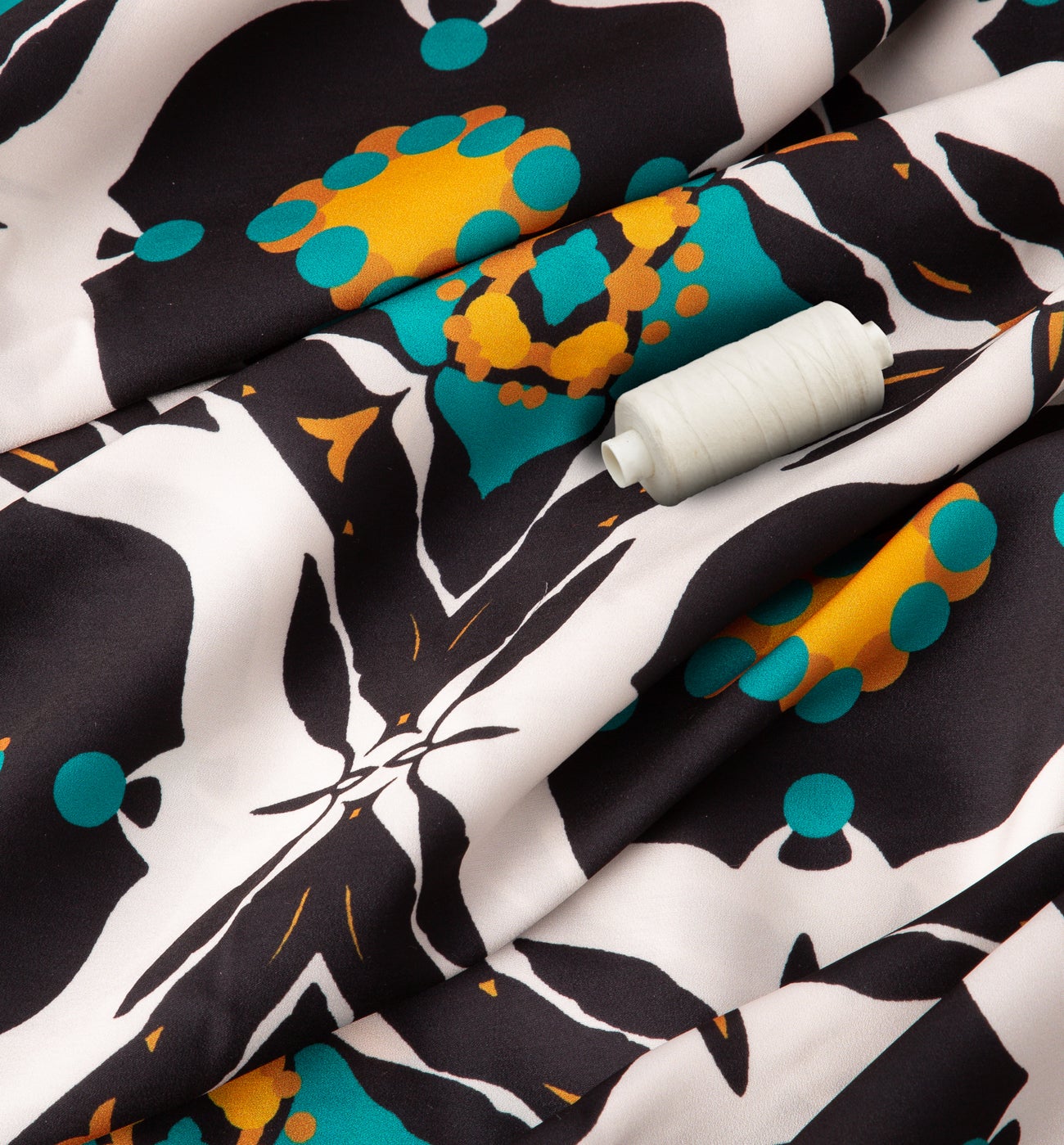 Polyester satin fabric cut - Pink print