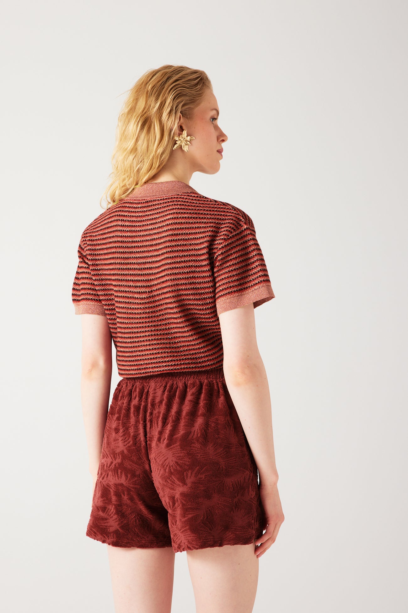 Glitzy polo shirt jumper - Green print