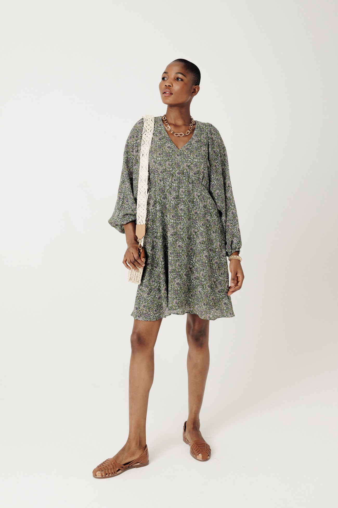 Short flared dress - Multicolour print