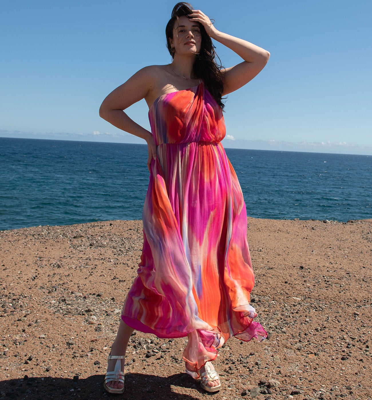 3m crepon voile fabric cut - Fuchsia print