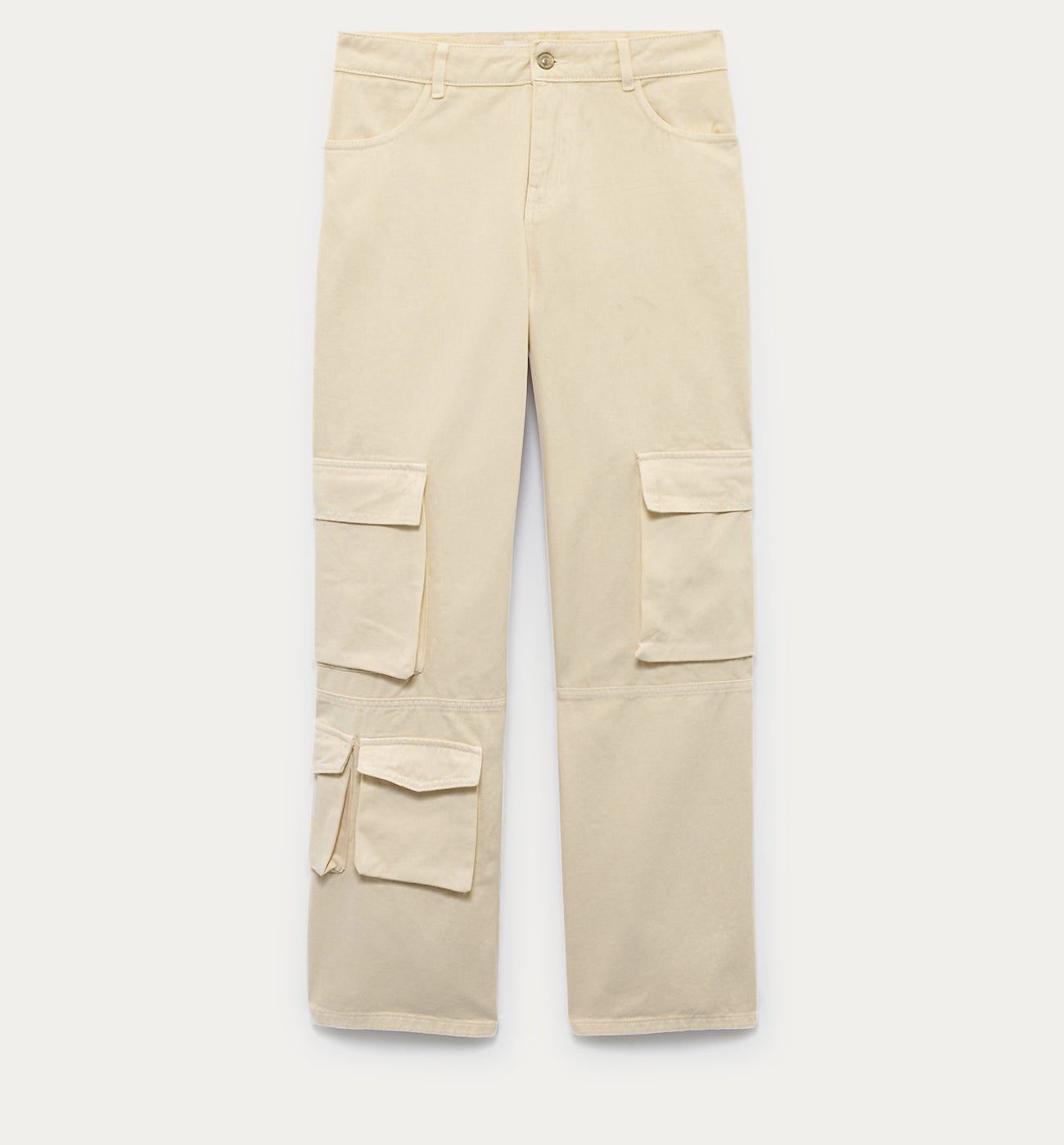 High-waist cargo trousers - Beige