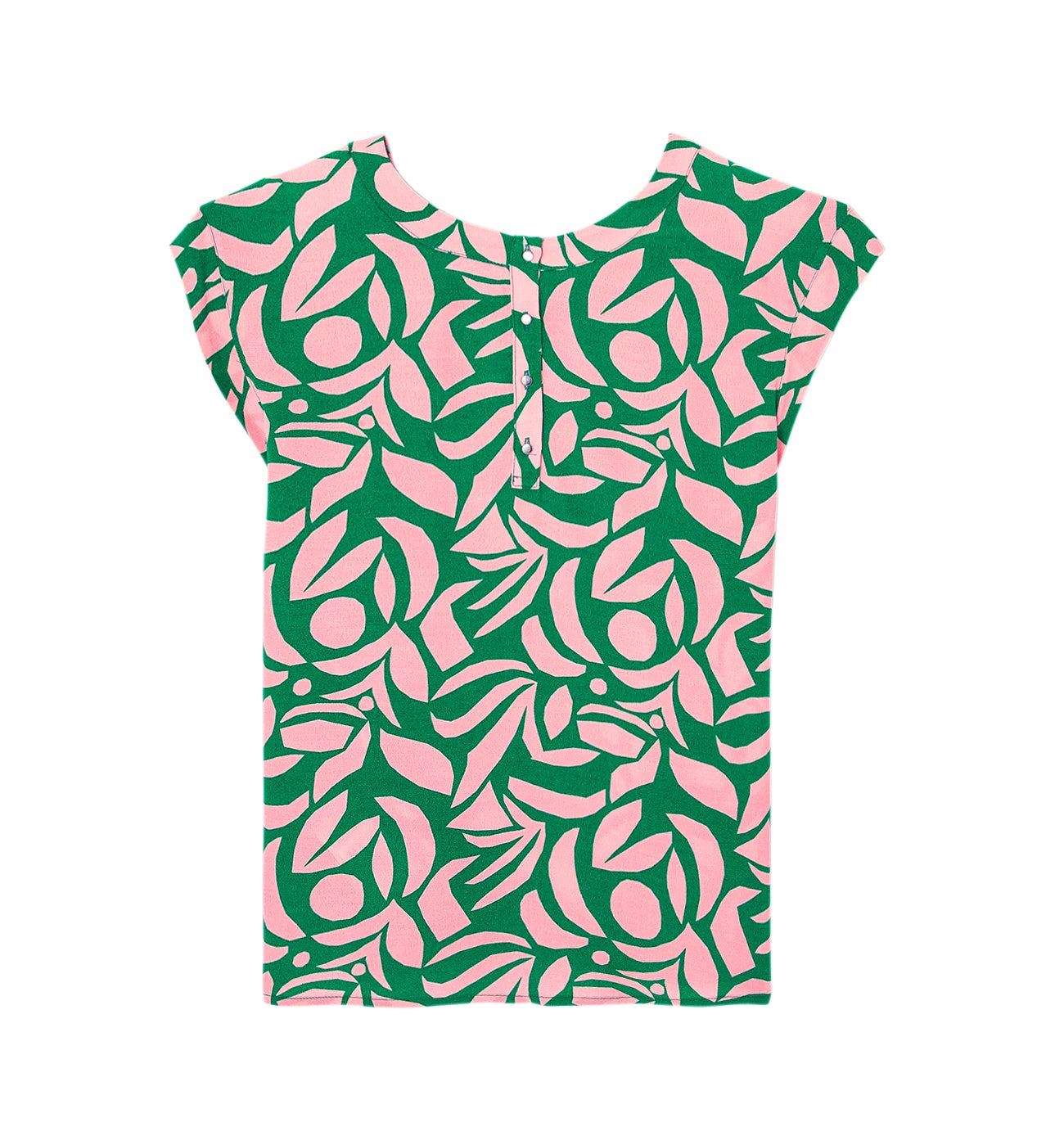 Short-sleeved blouse - Green print