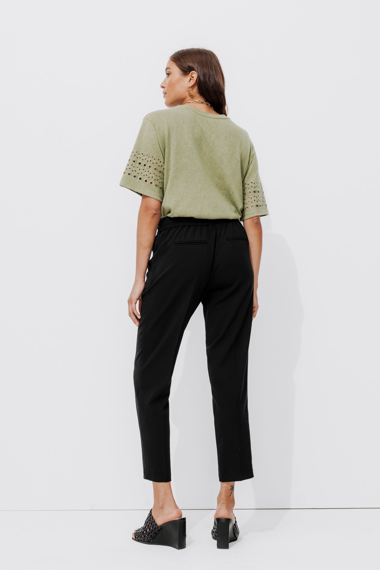 Checked jogging trousers - Navy blue stripes