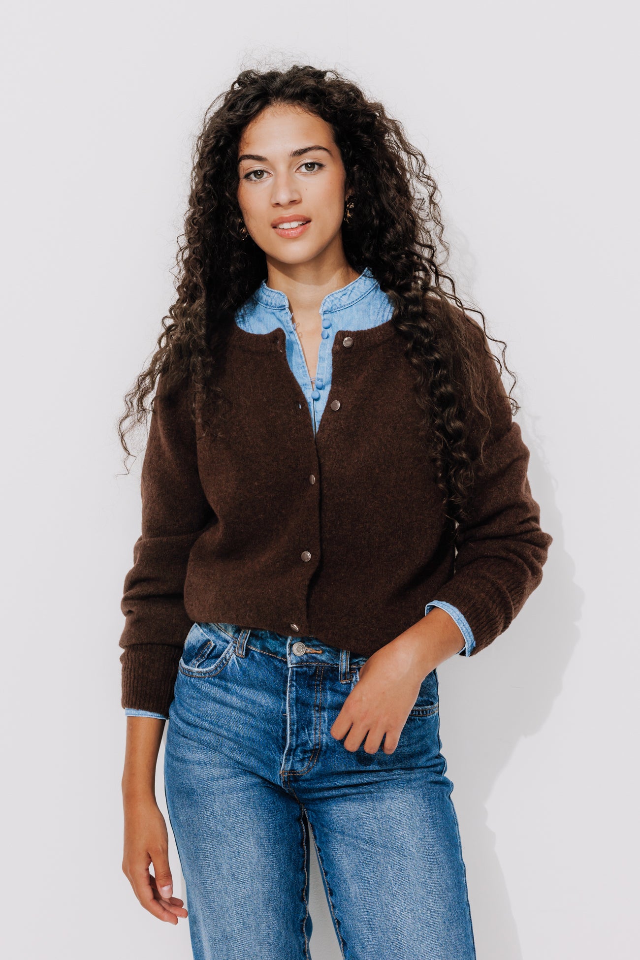 Soft button cardigan - Violet