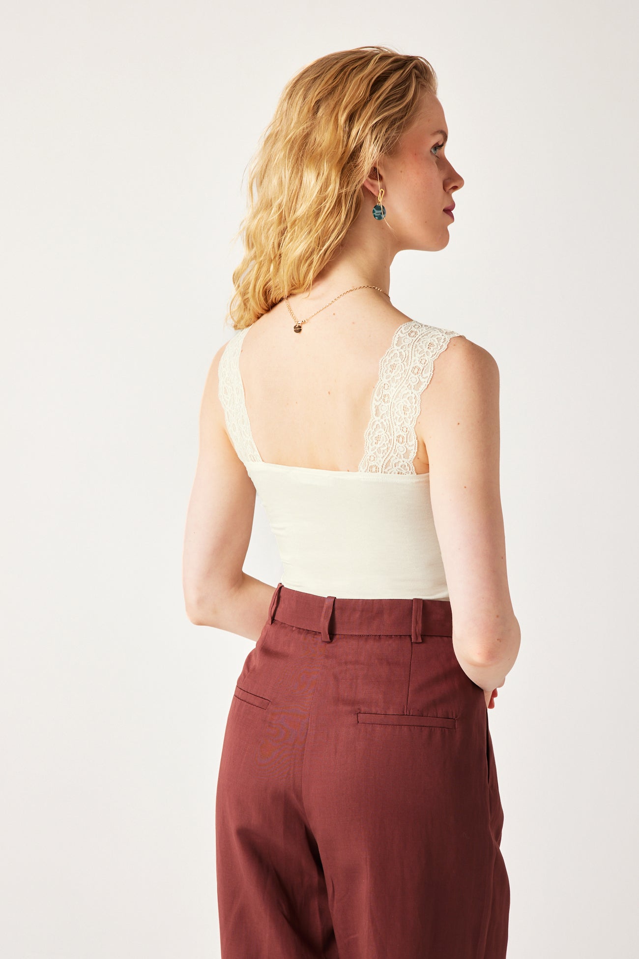 Lace strap top - Navy blue