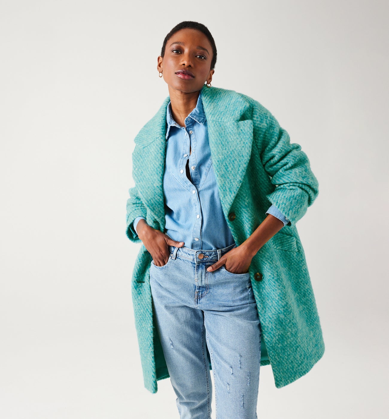 Wool-blend coat - Multicolour print