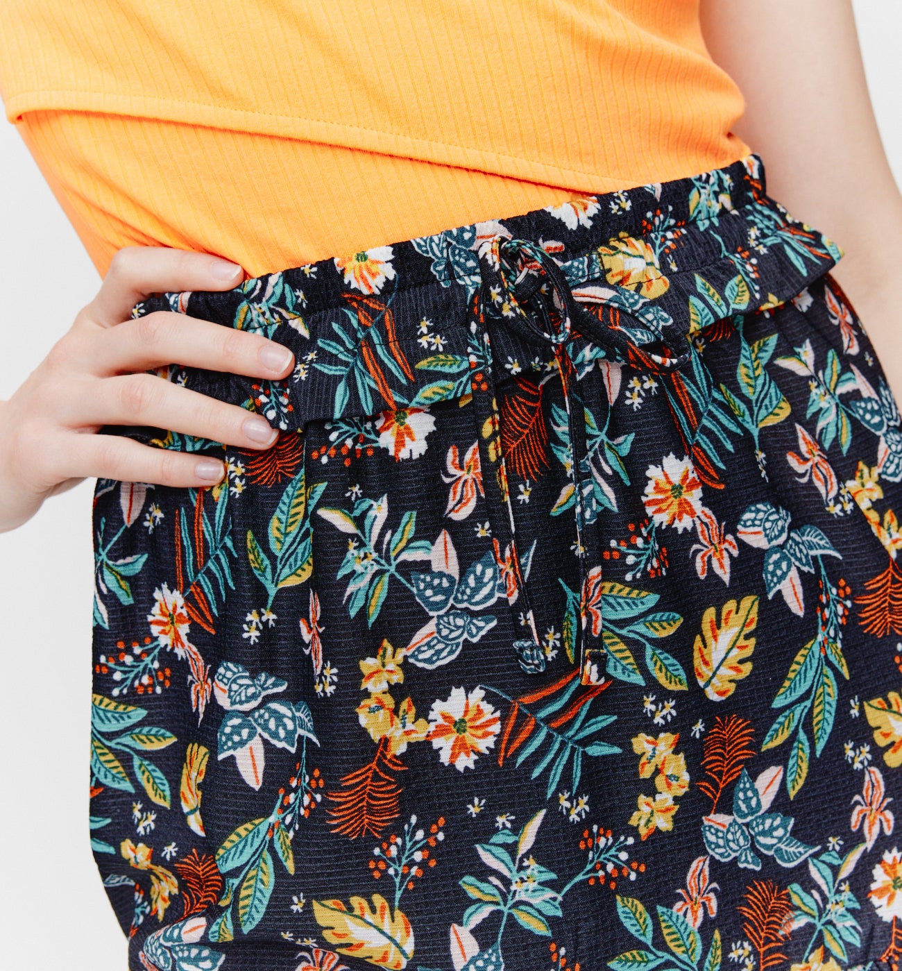 Frilly patterned skirt - Ochre print