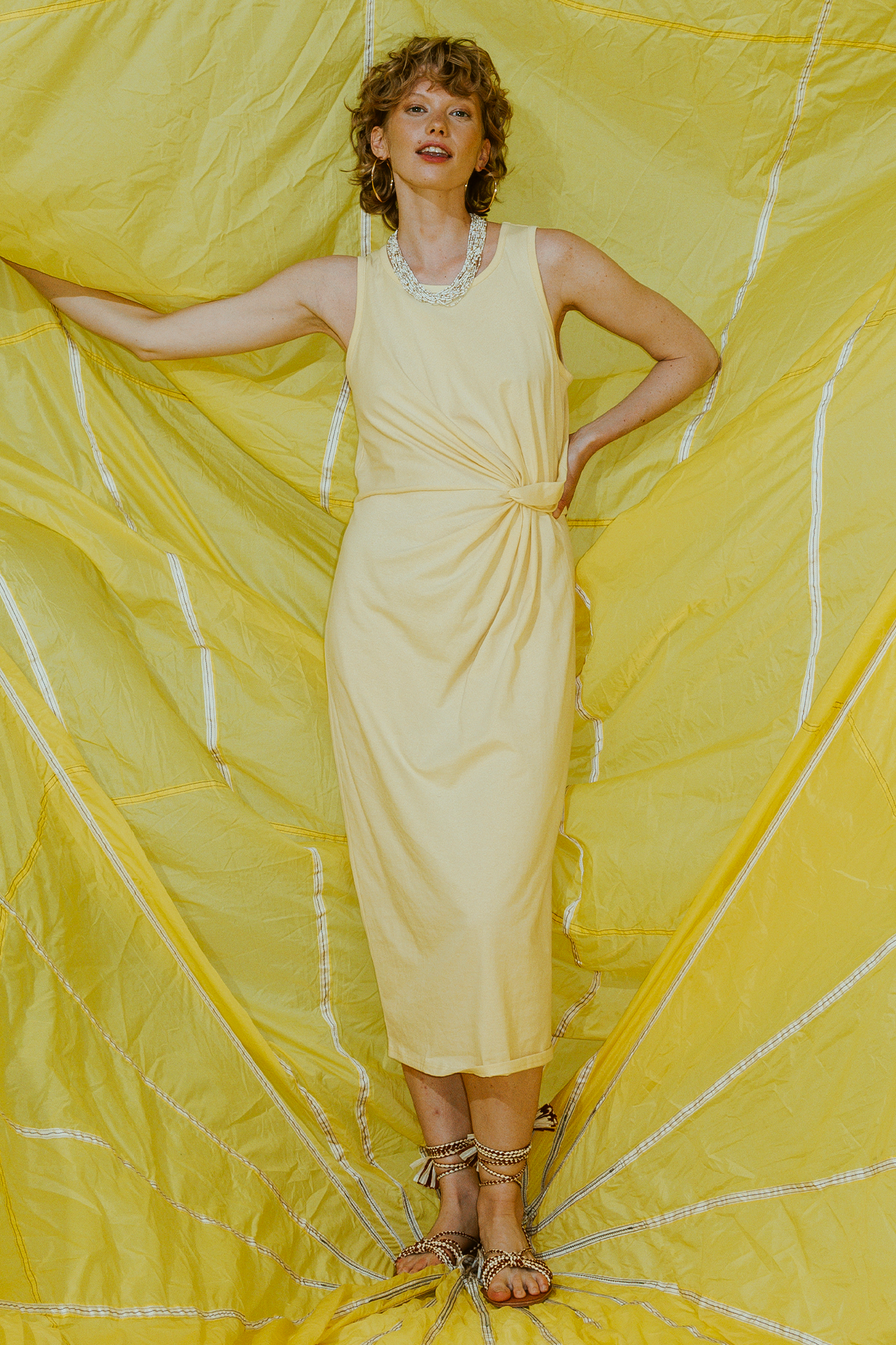 Sleeveless jersey dress - Light yellow