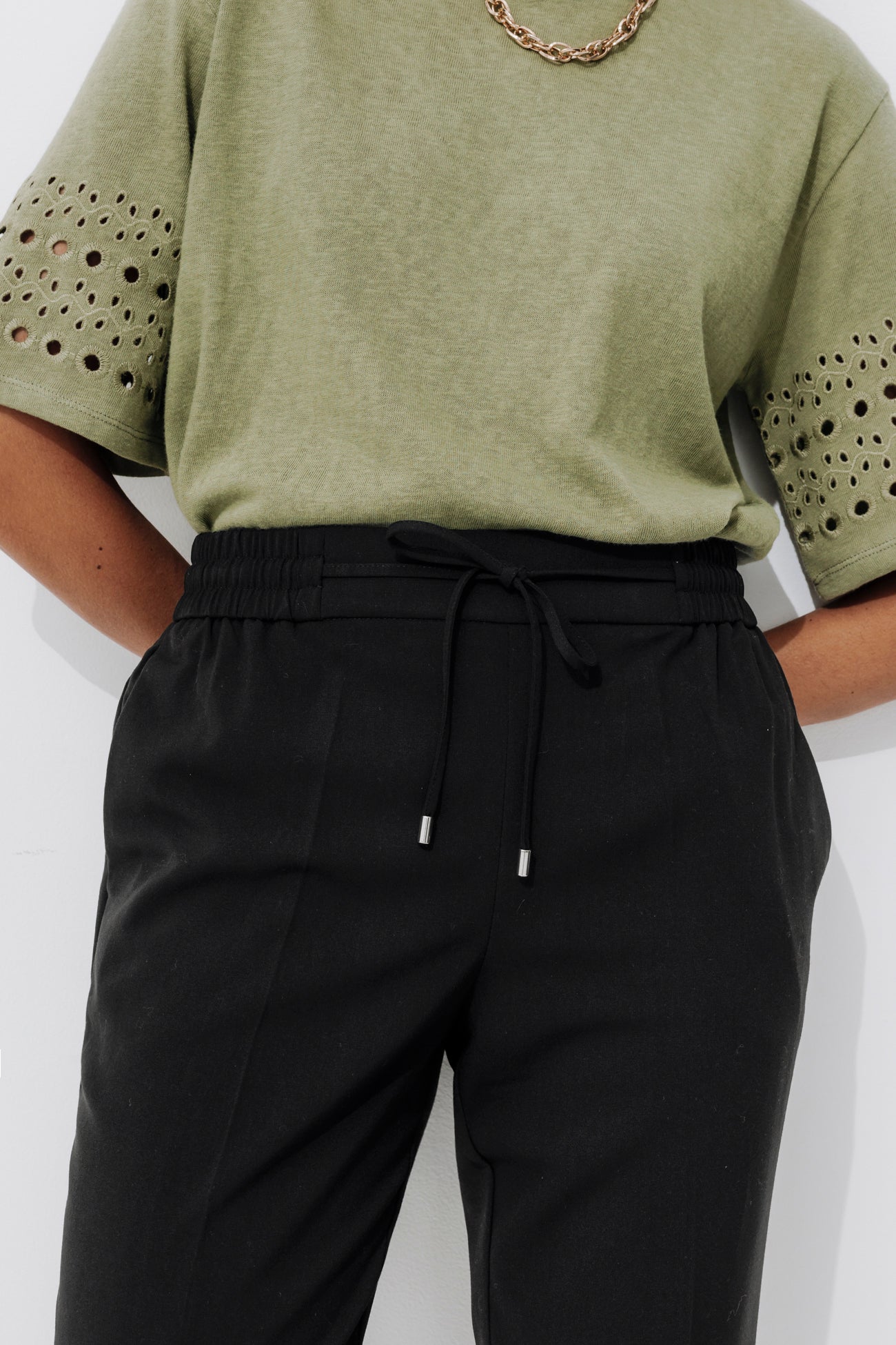 Checked jogging trousers - Navy blue stripes