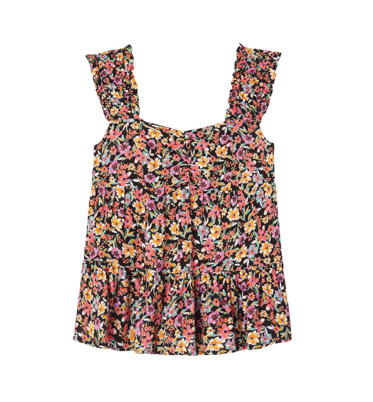 Frilly flared top - Pink print