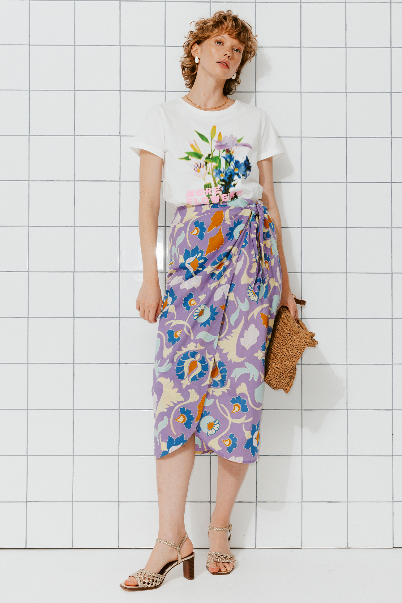 Crossover skirt - Light violet print