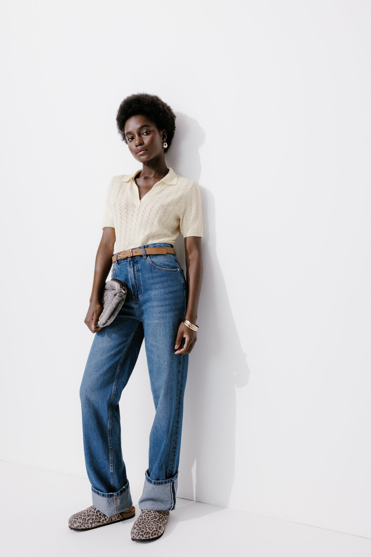 Short-sleeved polo shirt - Ecru