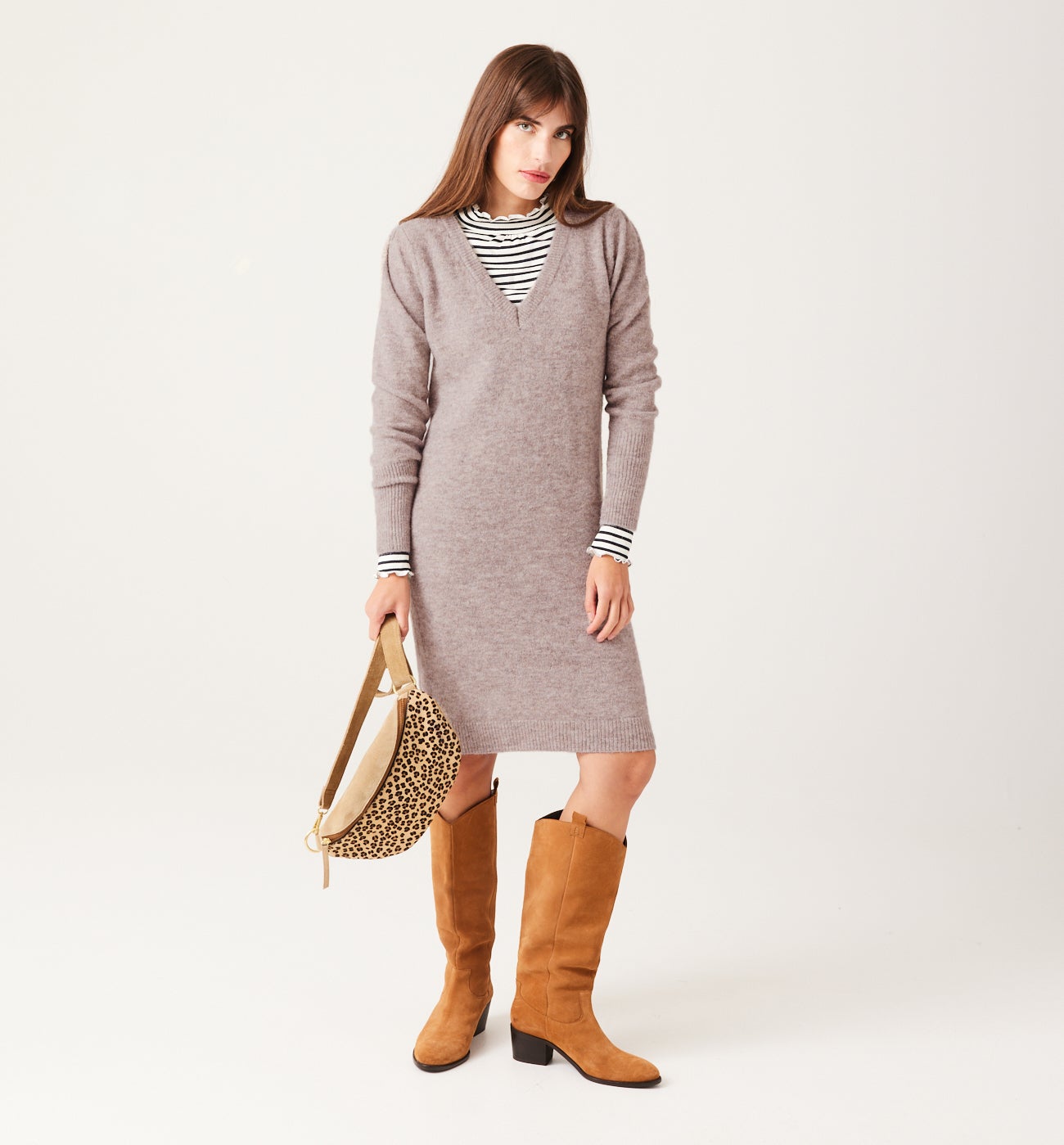 Flecked jumper dress - Black