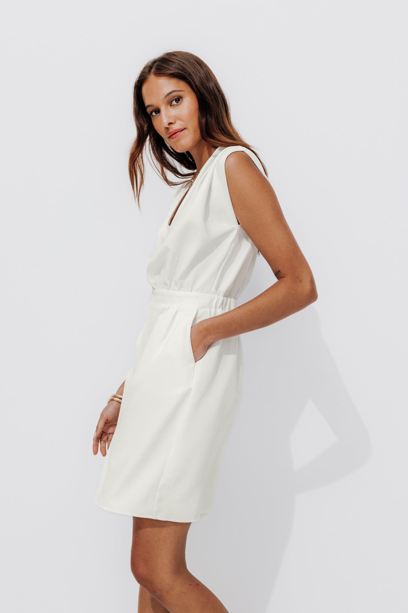 Sleeveless dress - Ecru