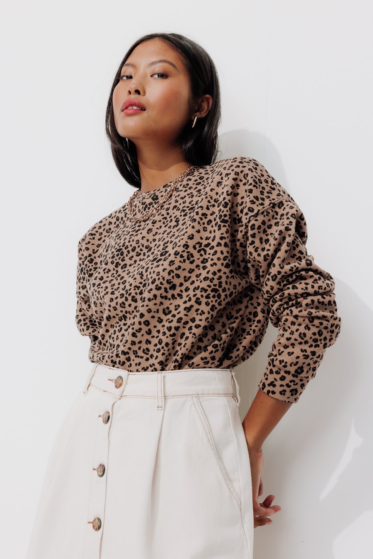 Leopard sweatshirt - Chestnut brown print