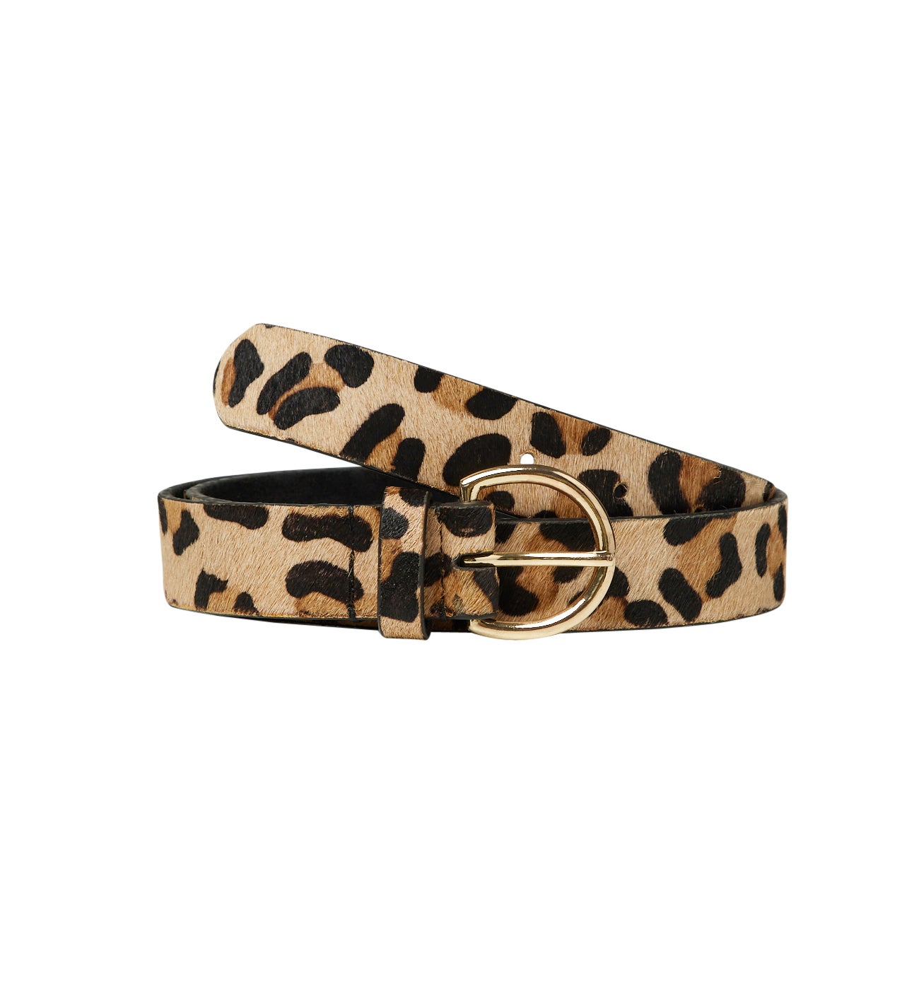Leather leopard pattern belt - Multicolour print