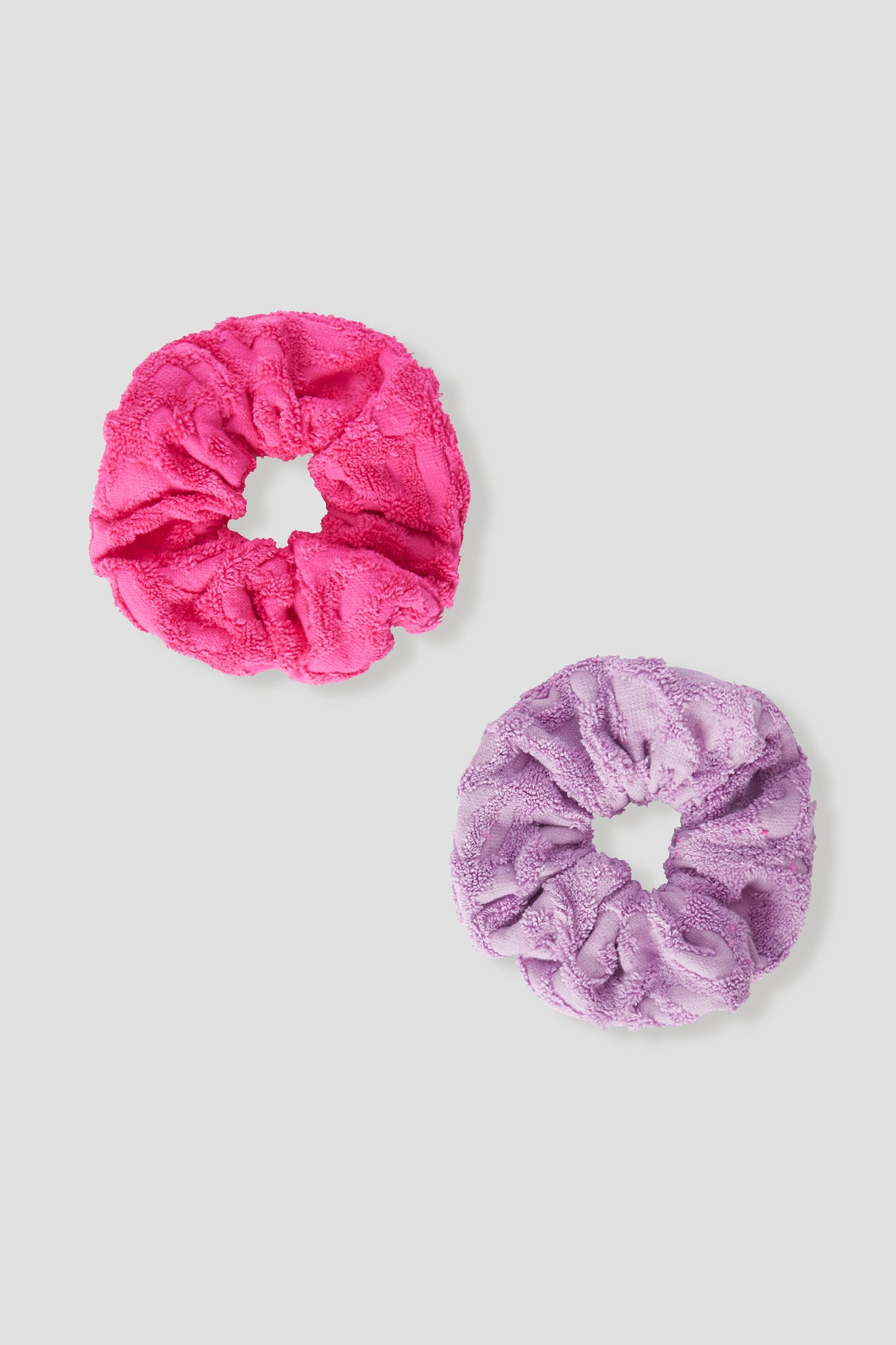 Pair of towelling scrunchies - Fuchsia