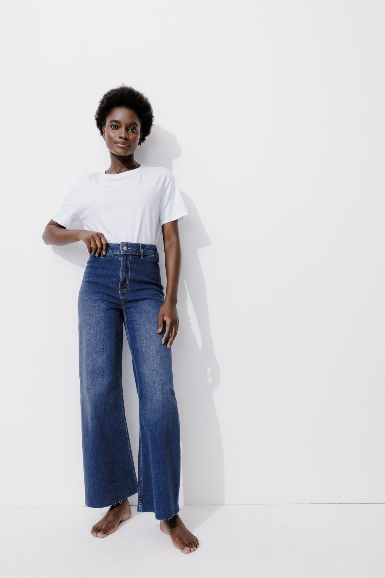 High-waist wideleg jeans - Denim