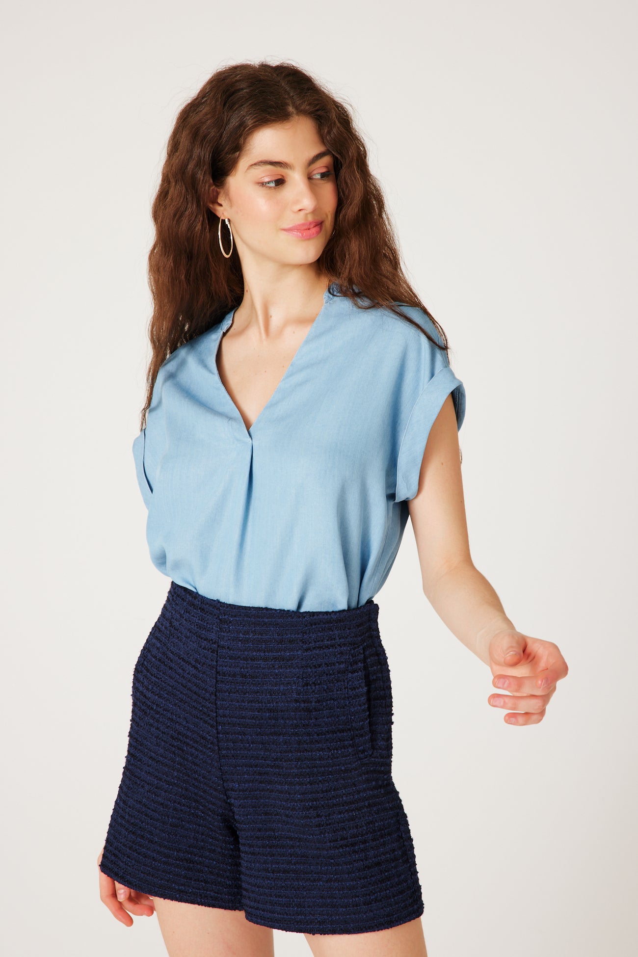 Lyocell denim blue blouse - Medium denim