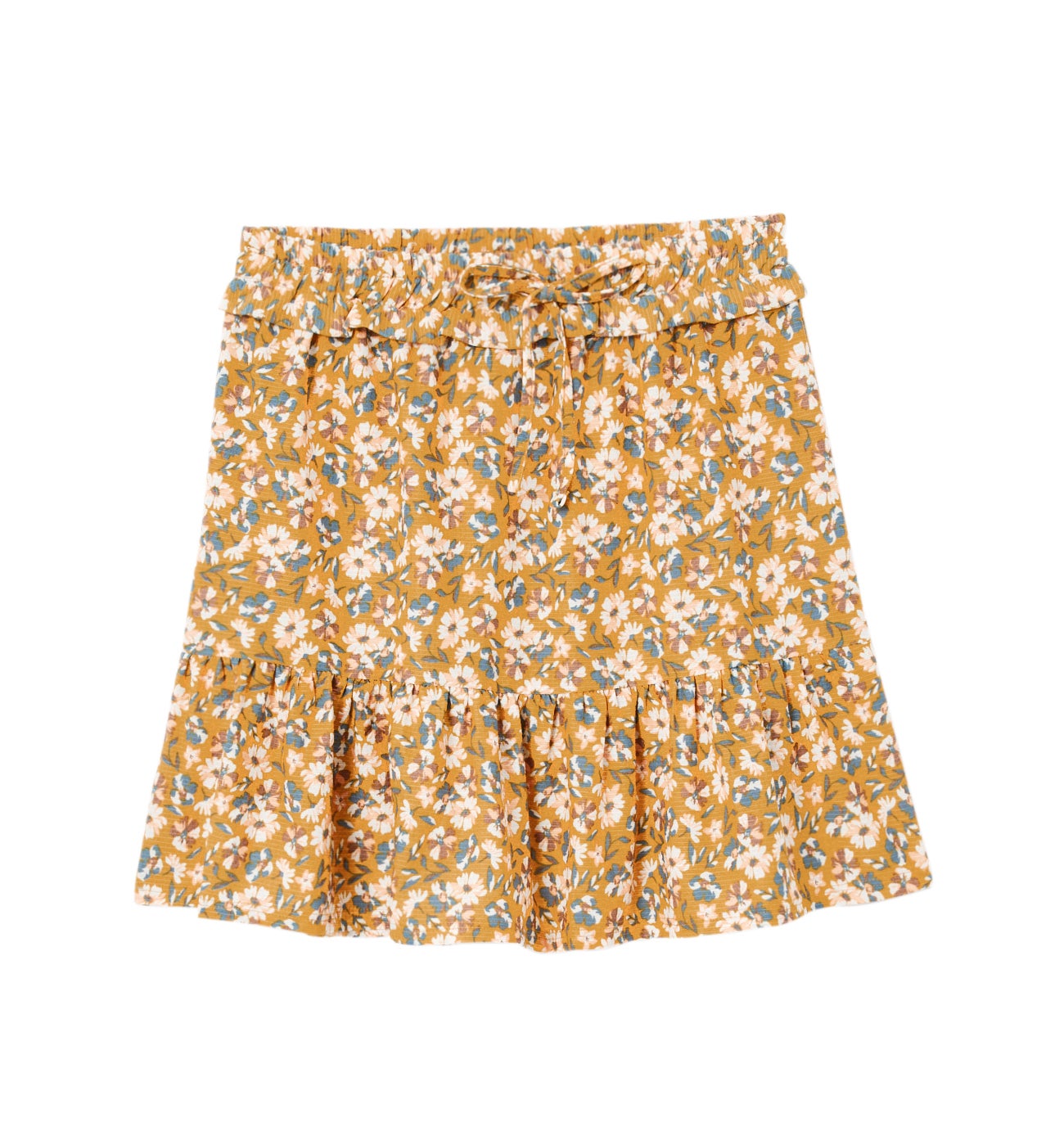 Frilly patterned skirt - Ochre print