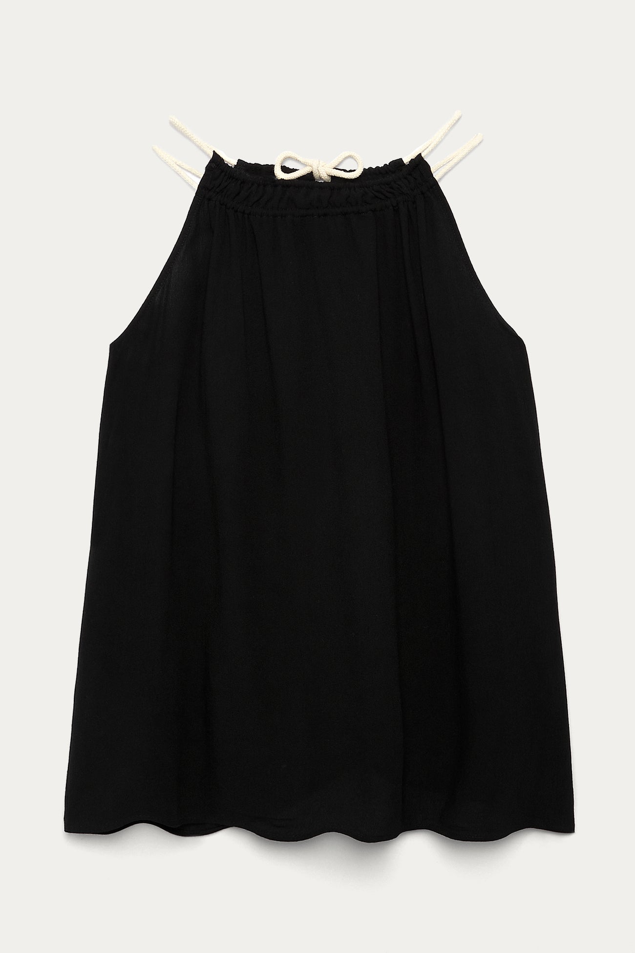 Flared cord-strap top - Ecru print