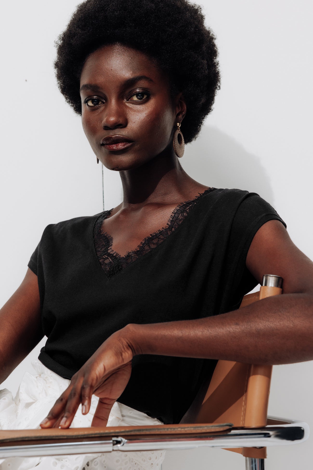 Lace detail t-shirt - Khaki