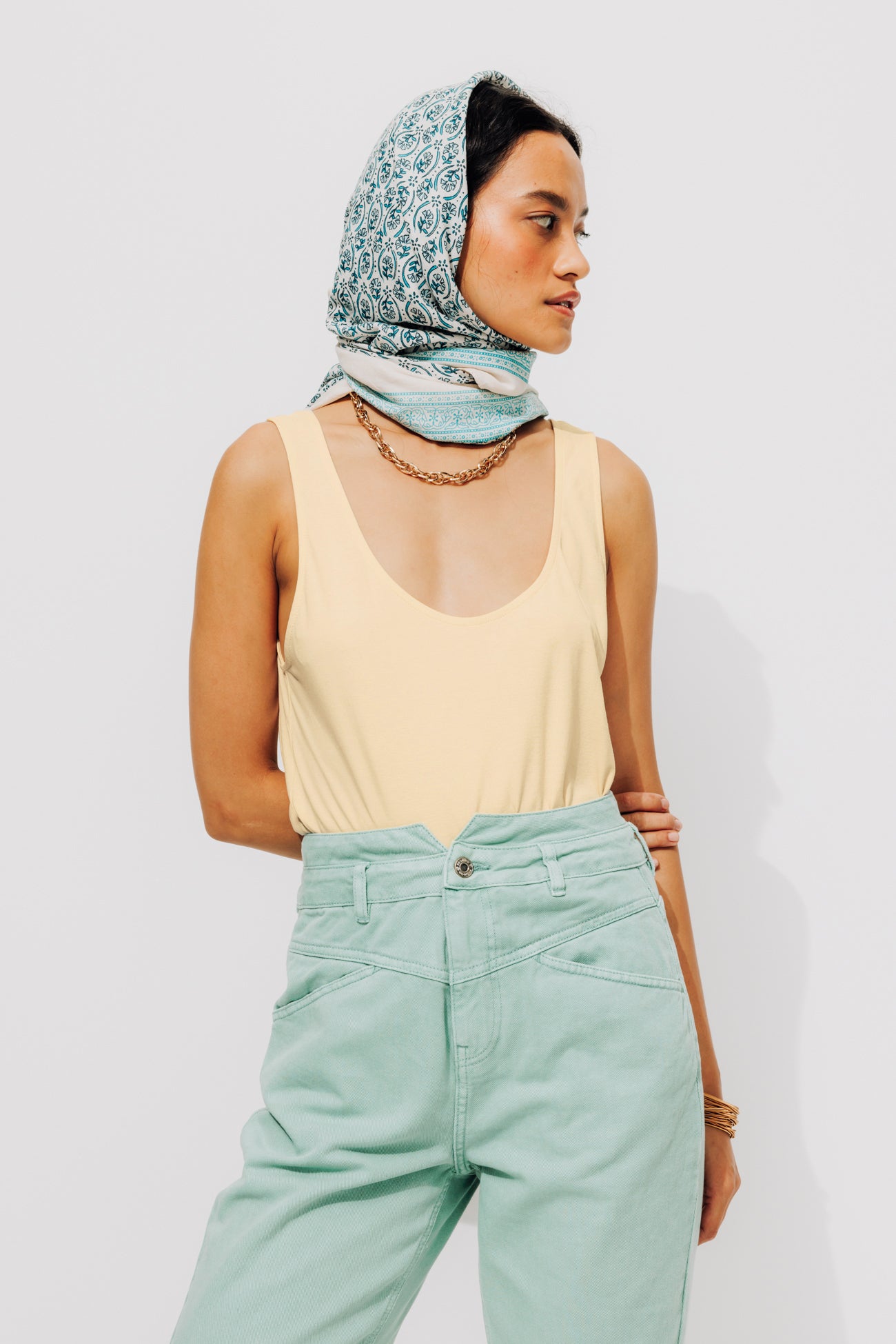 Sleeveless jersey top - Ecru