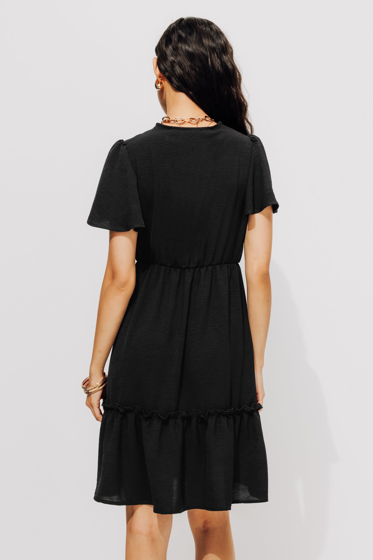 Short frilly dress - Black
