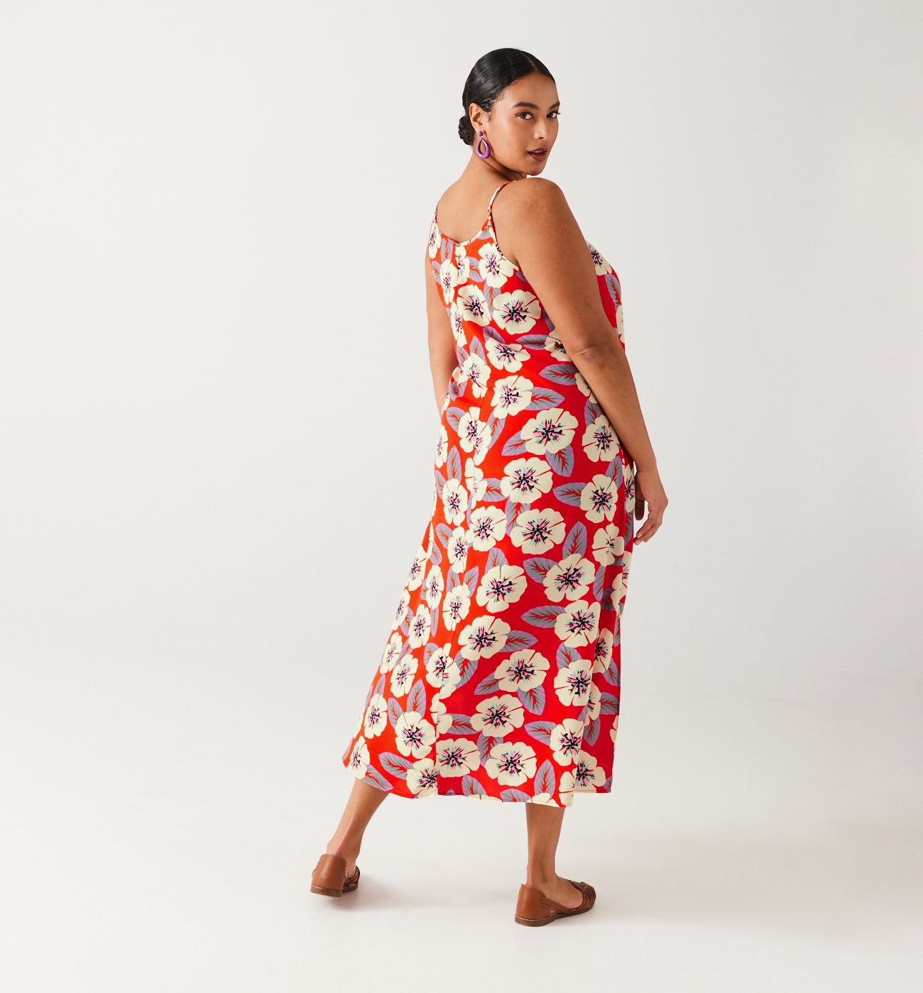 Mid-length patterned dress - Multicolour print