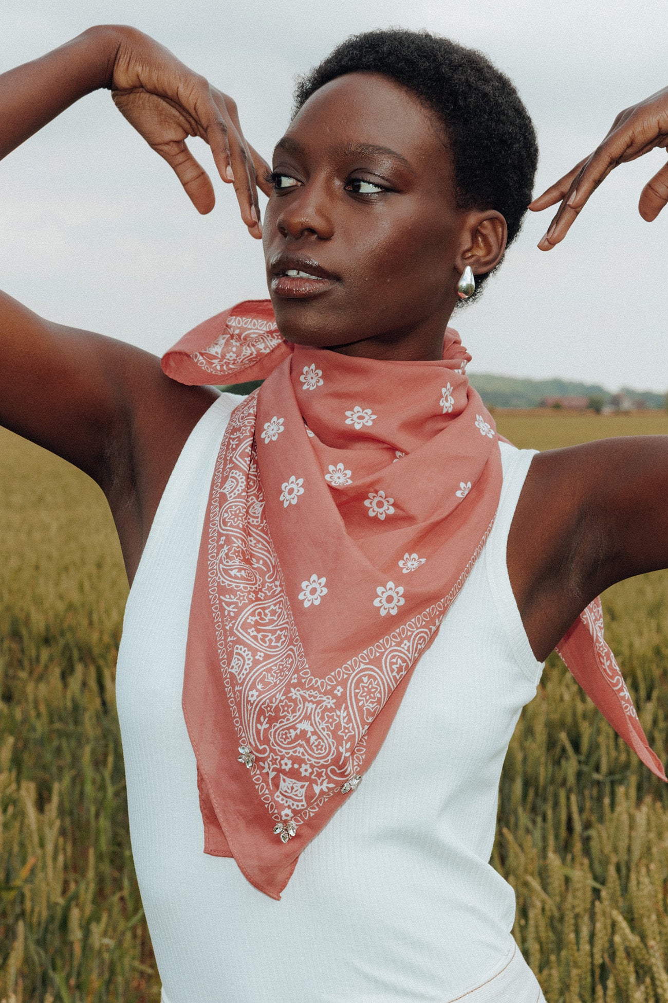 Strass bandana scarf - Old pink