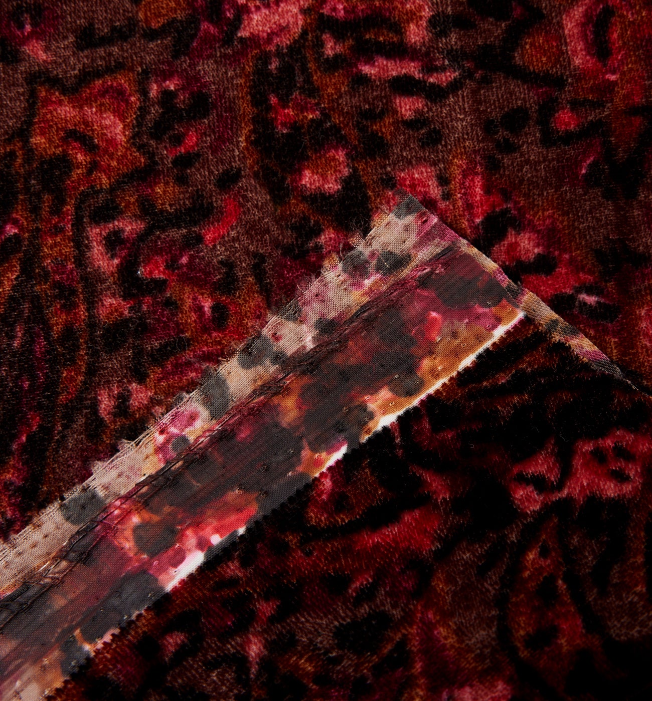 Patterned velour 2m fabric cut - Black print