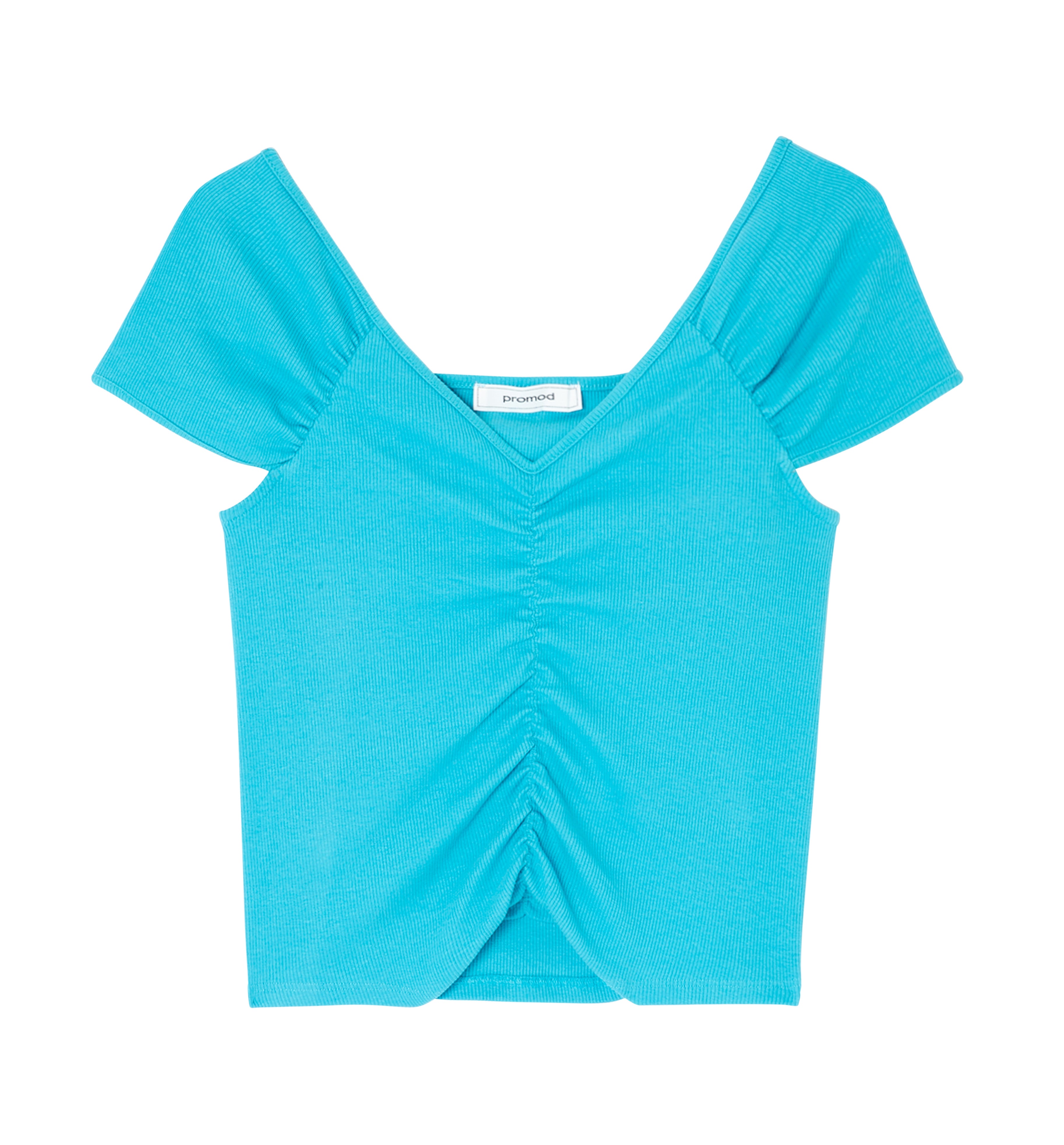 Ribbed jersey top - Turquoise