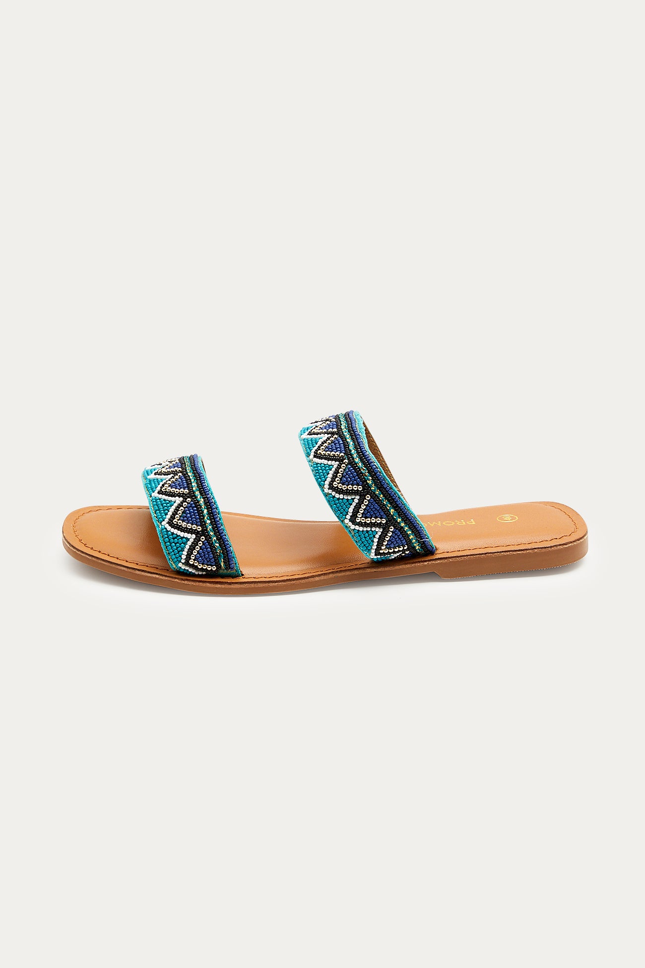 Colourful beaded mules - Blue