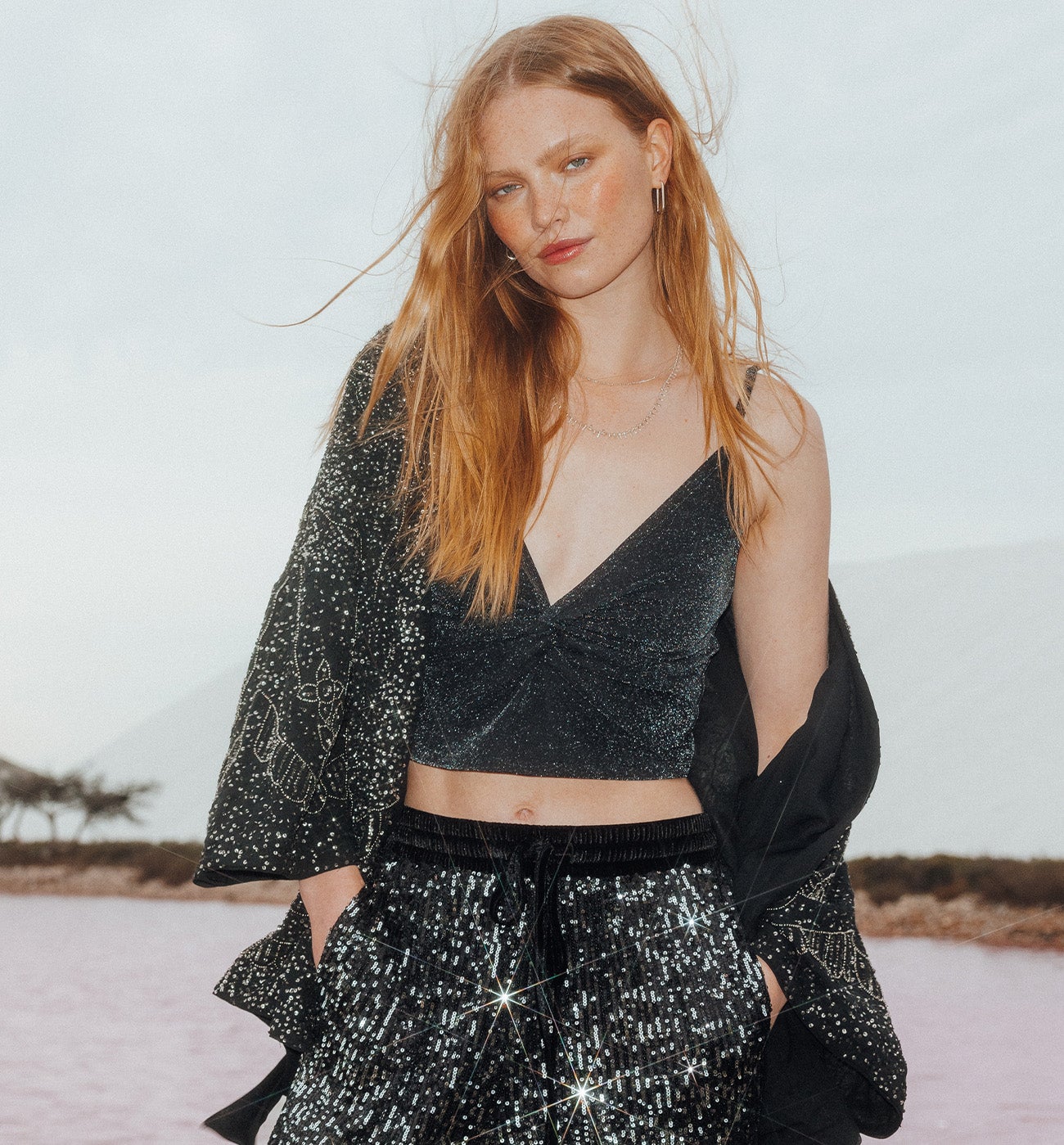 Glitzy crop top - Grey