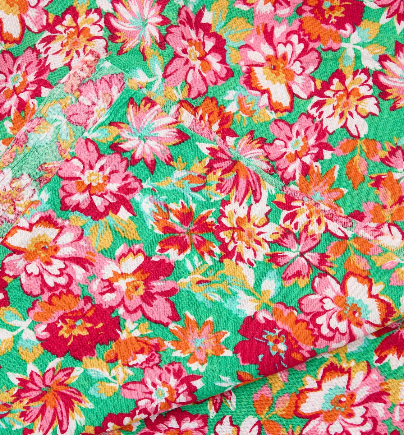 2m crinkle viscose fabric cut - Green print