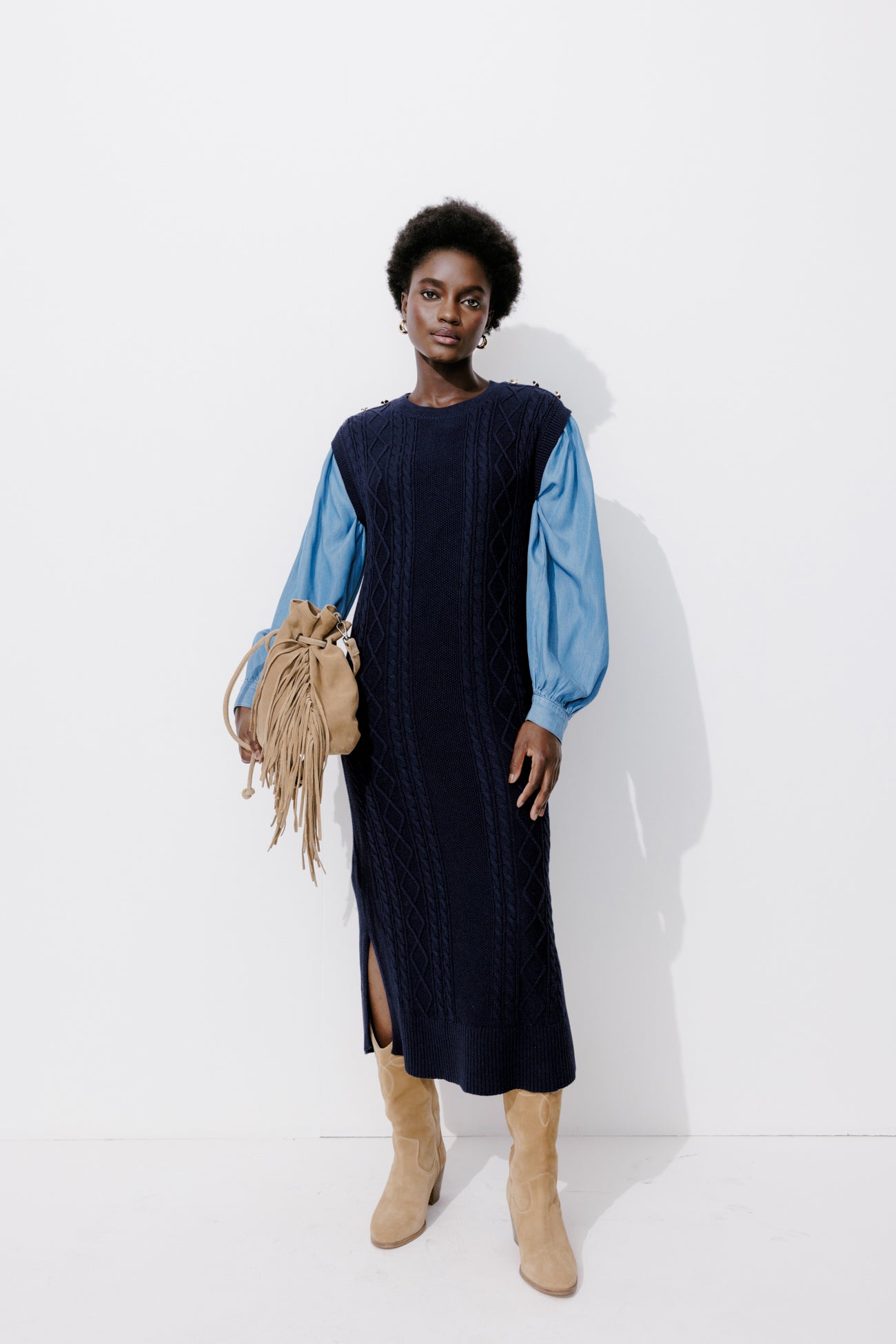 Sleeveless jumper dress - Navy blue