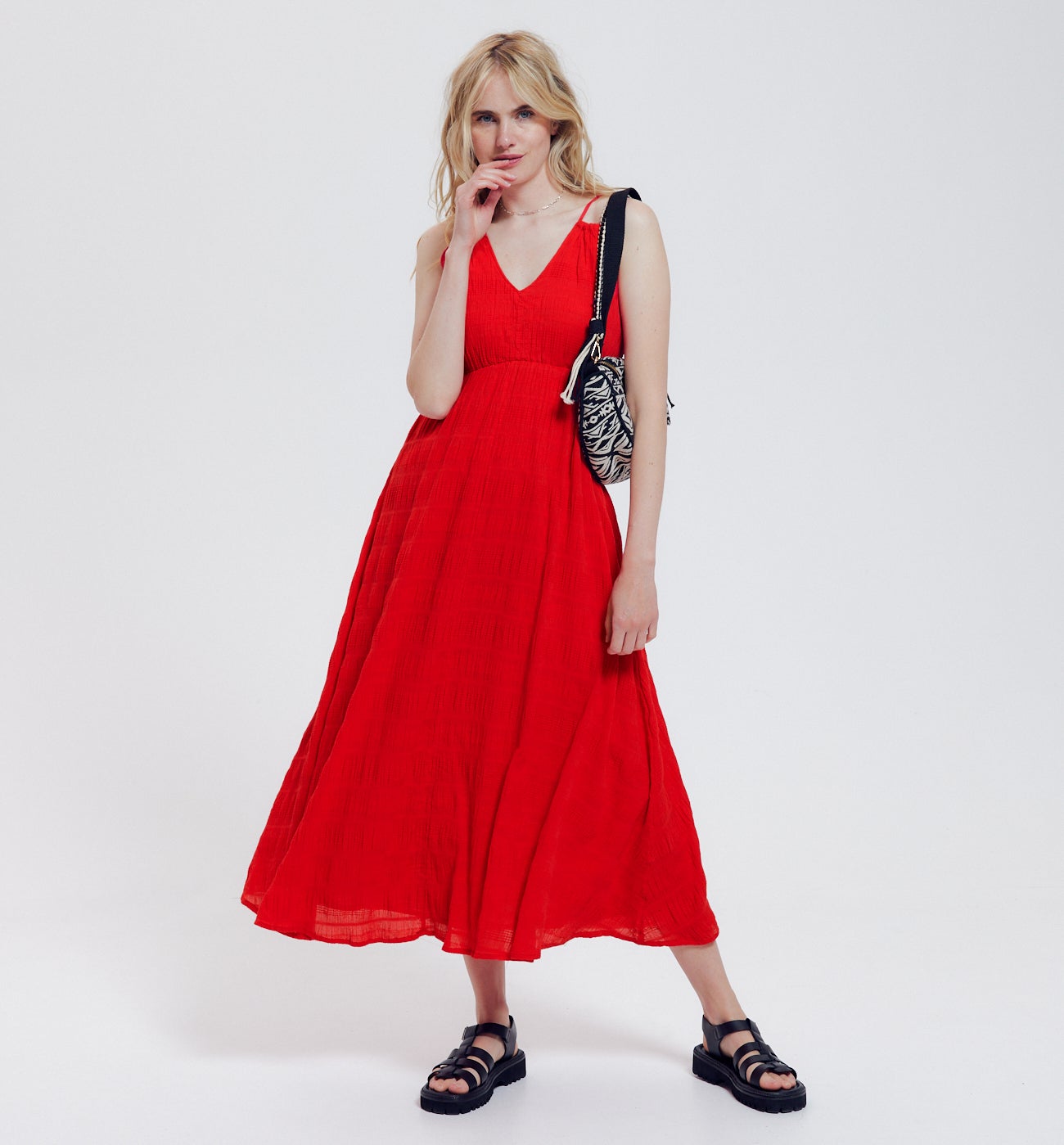 Mid-length strappy dress - Neon green