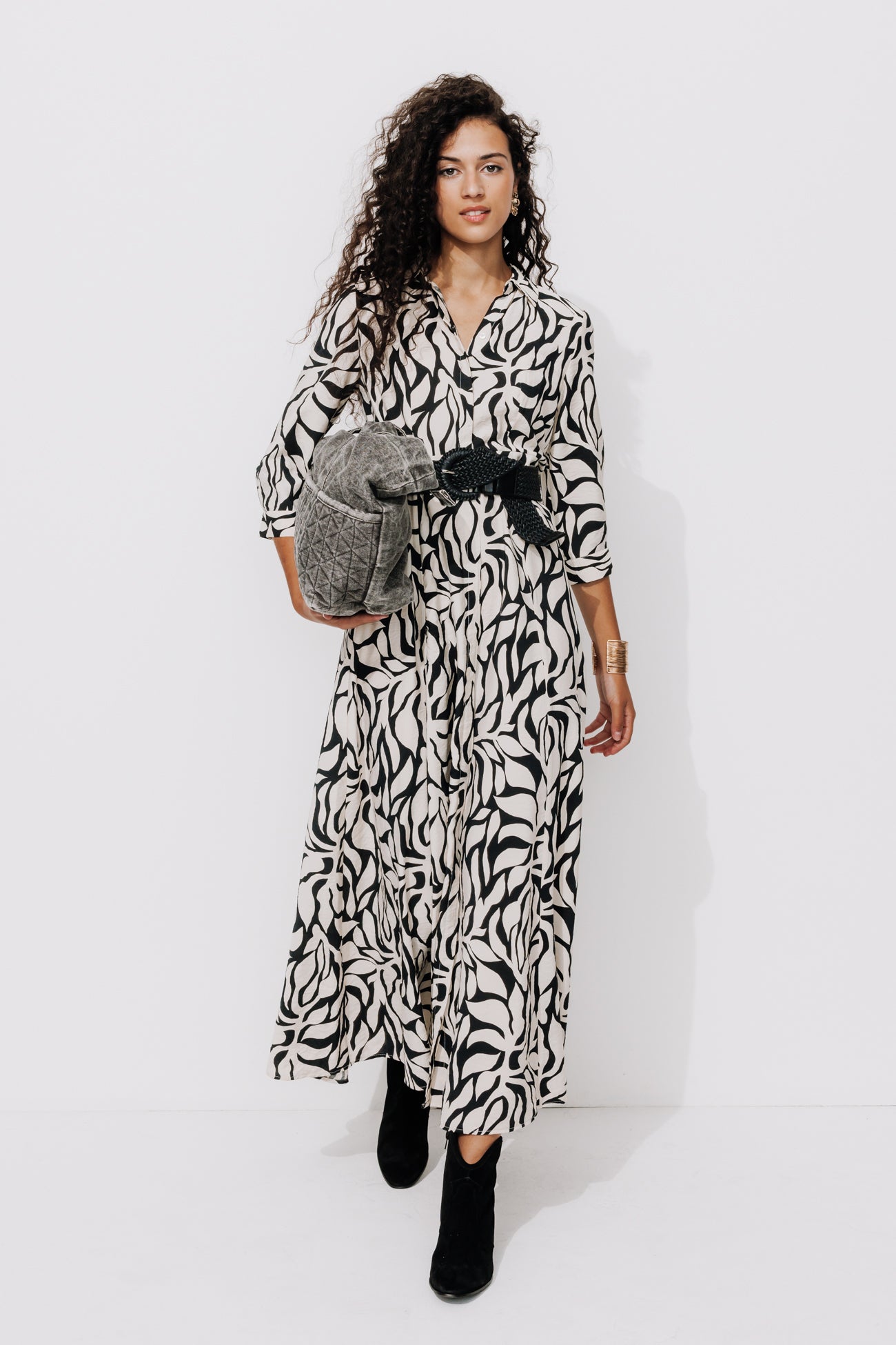 Ecodesign shirtdress - Black print