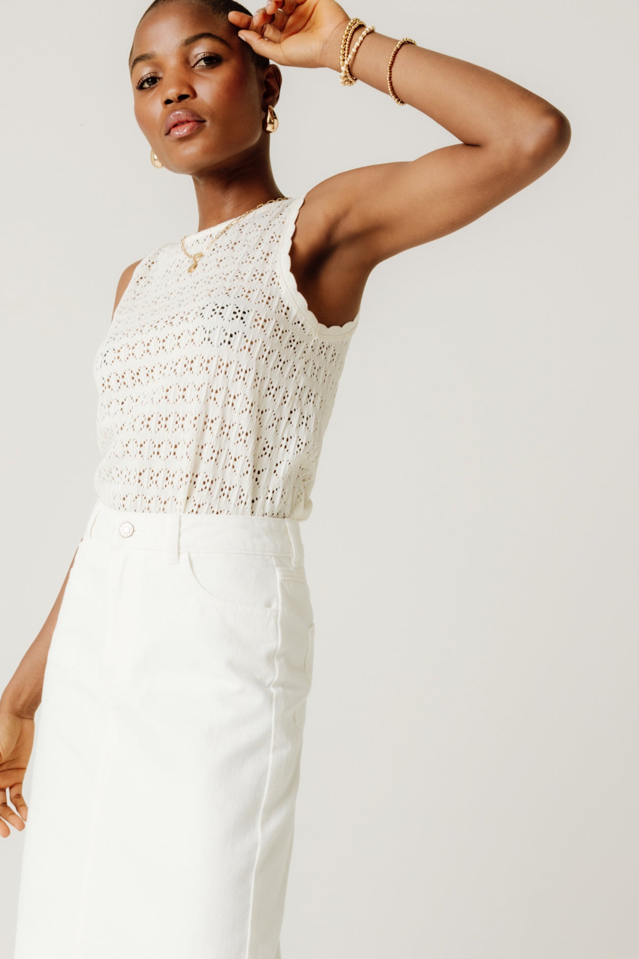 Openwork t-shirt - Beige