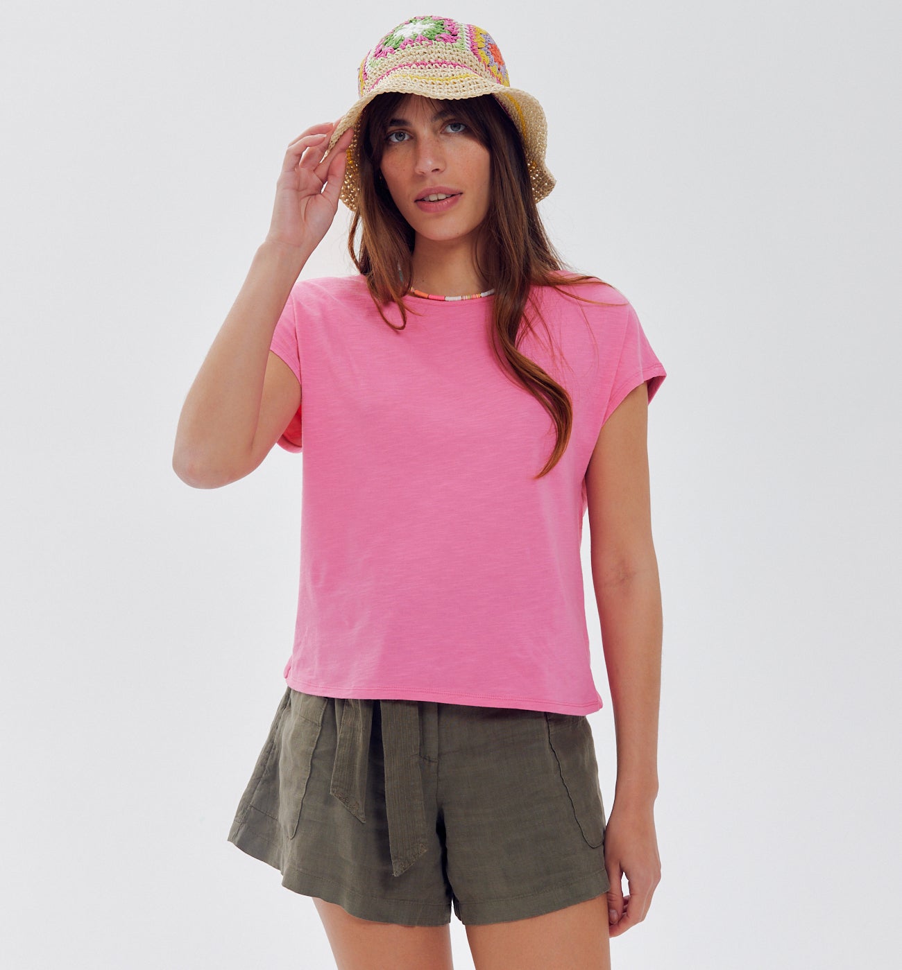 Low-back cotton top - Pink