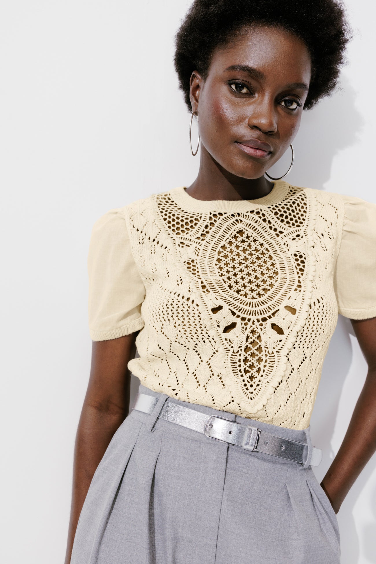 Layered effect jumper - Ecru