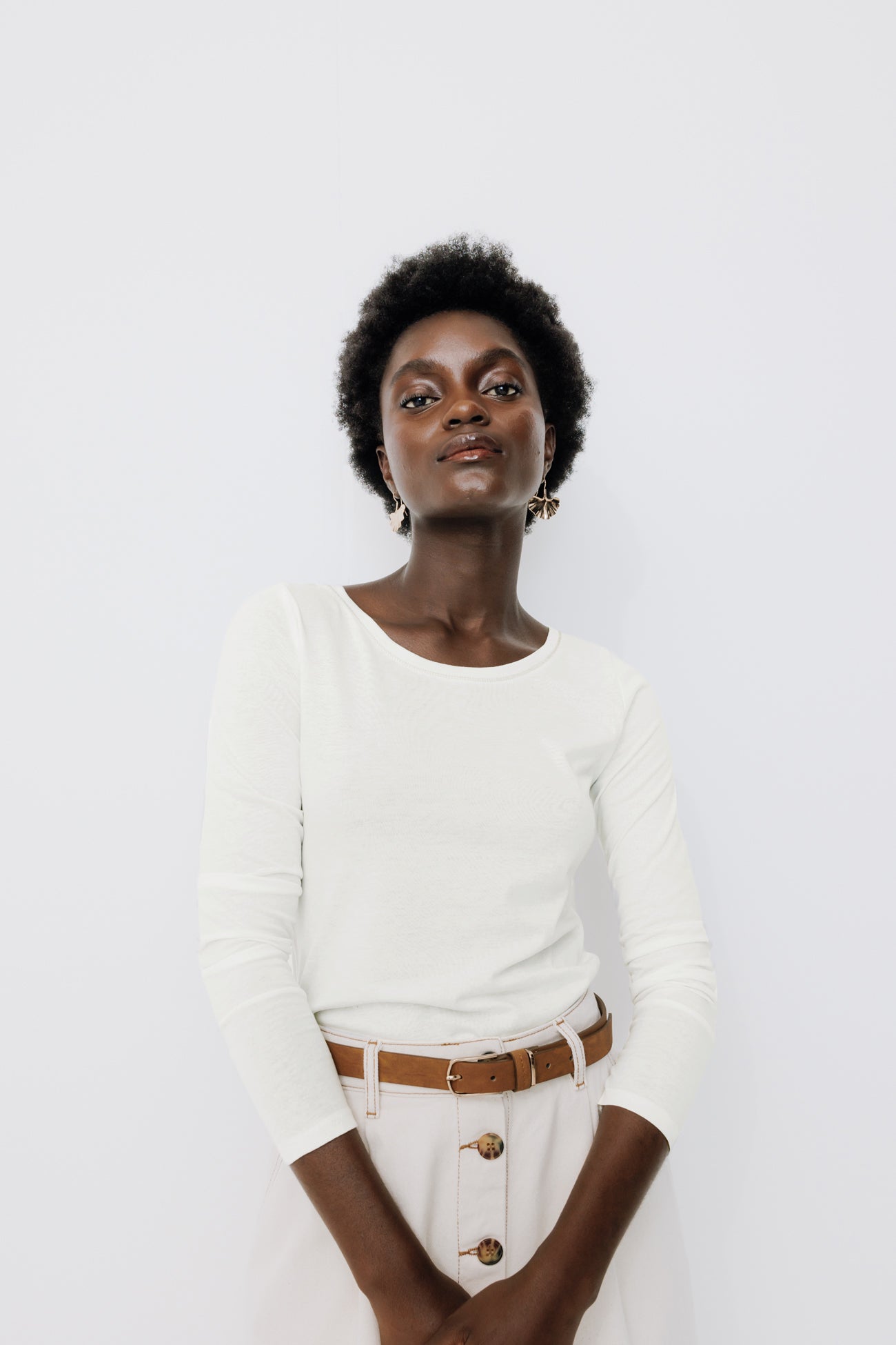 Round-neck top - Ecru