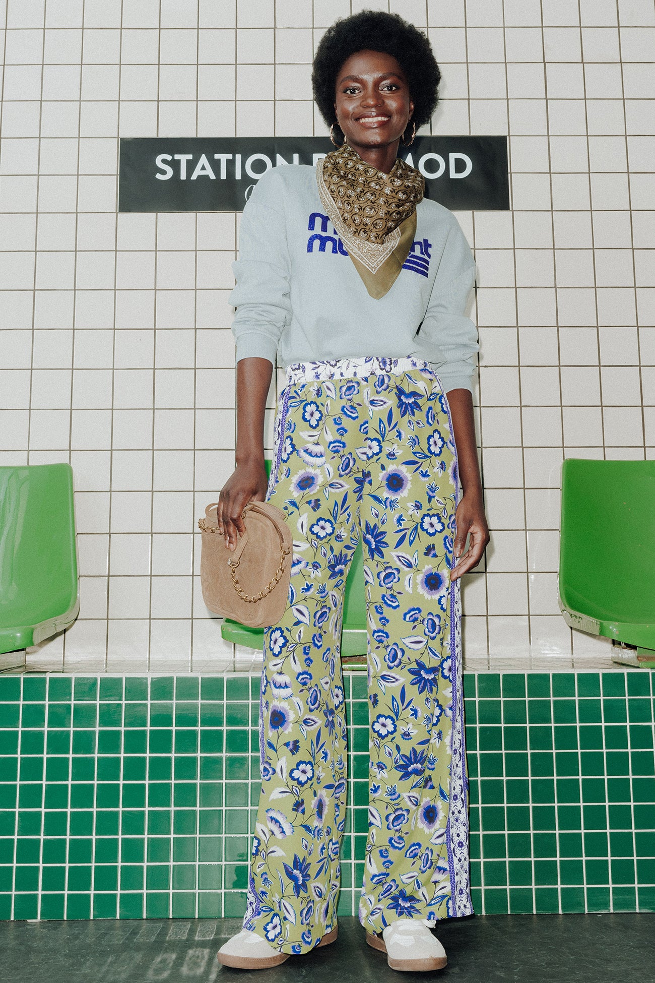 Ecodesign wideleg trousers - Multicolour print