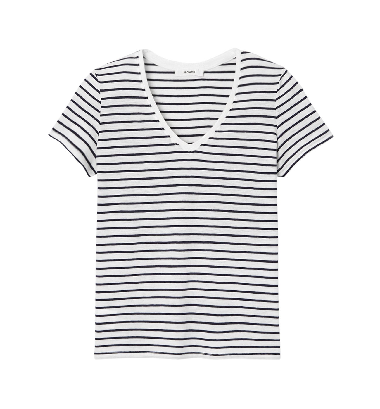 V-neck top - Navy blue stripes