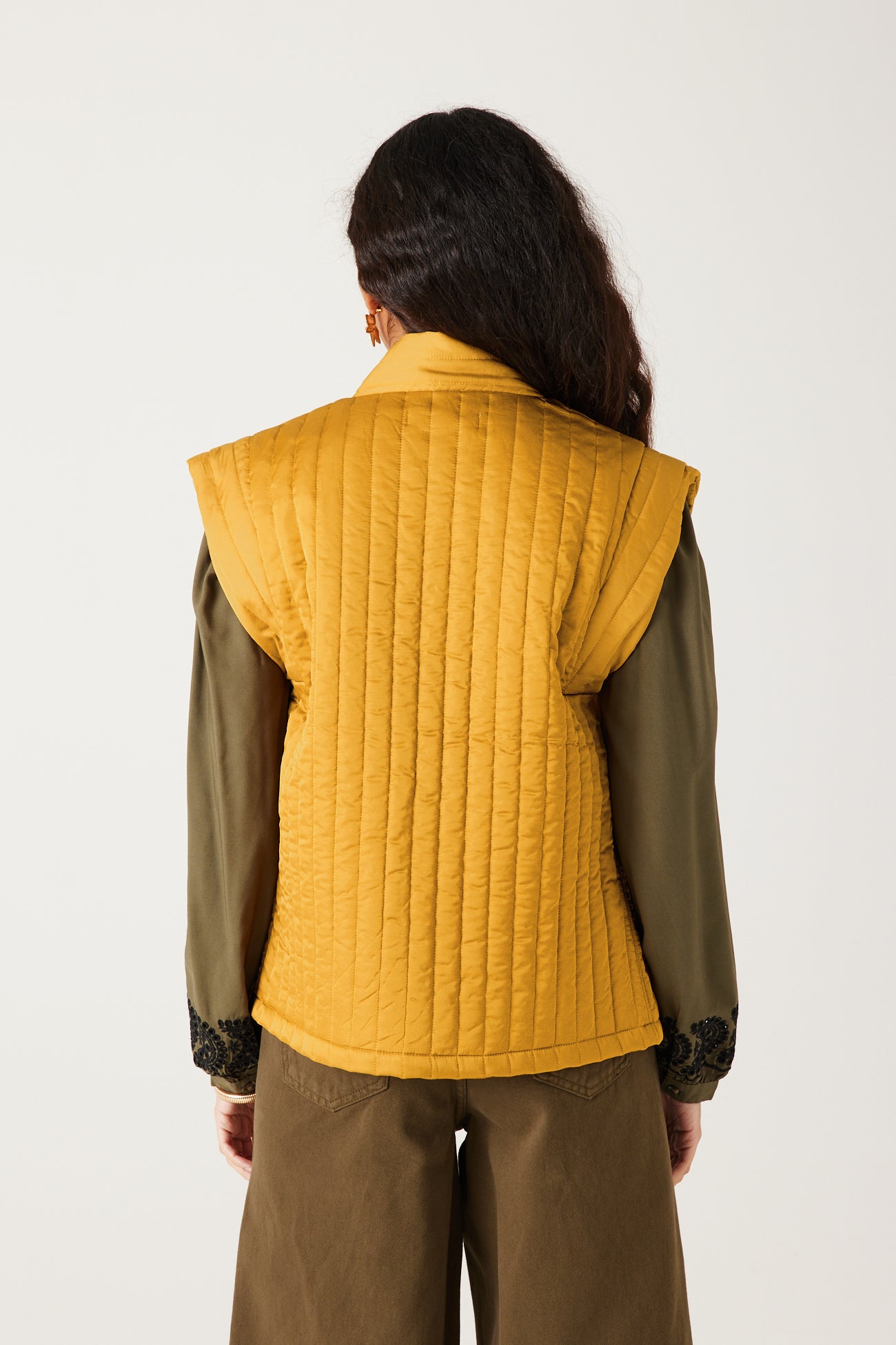 Padded waistcoat jacket - Ochre