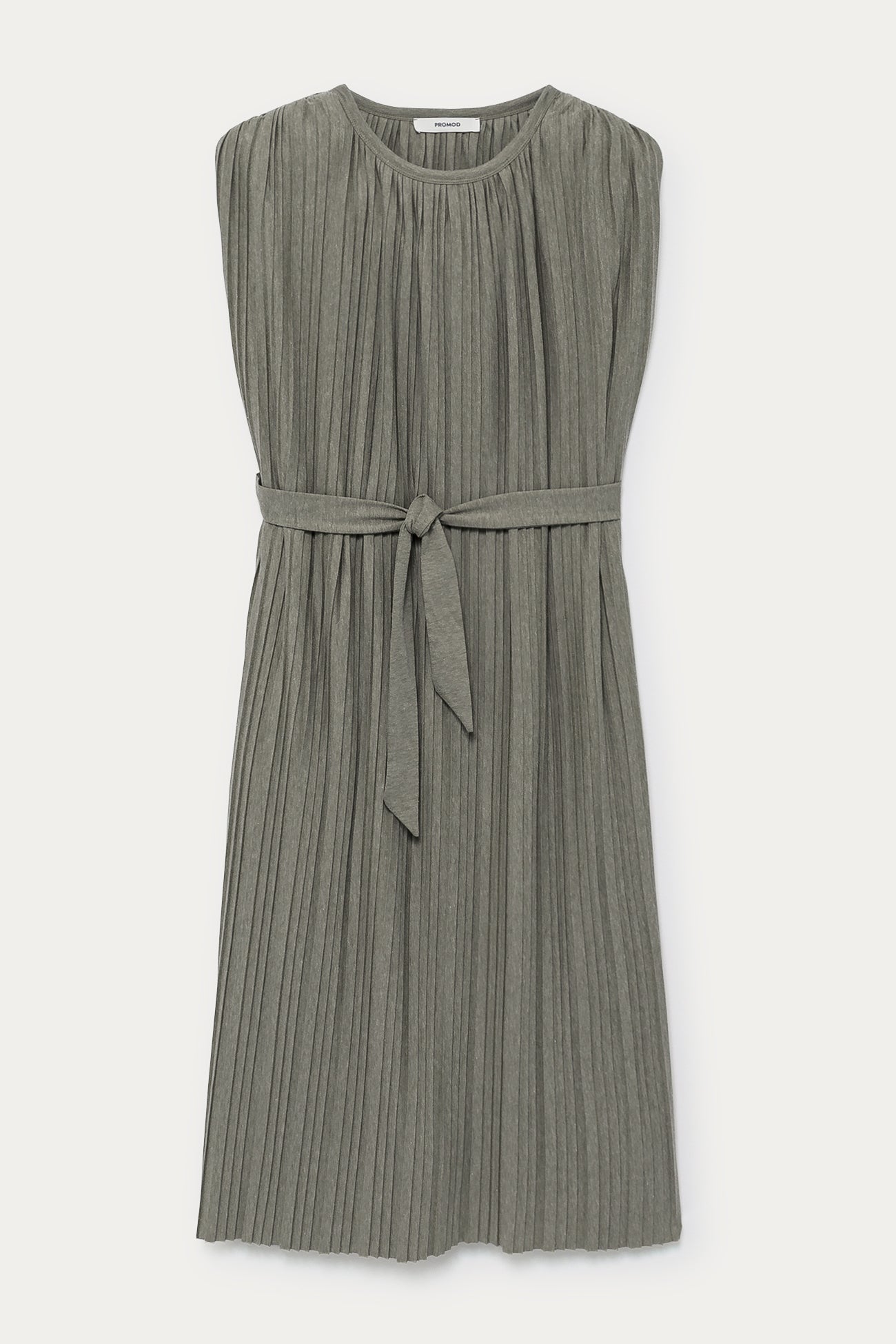 Mid-length pleat dress - Khaki