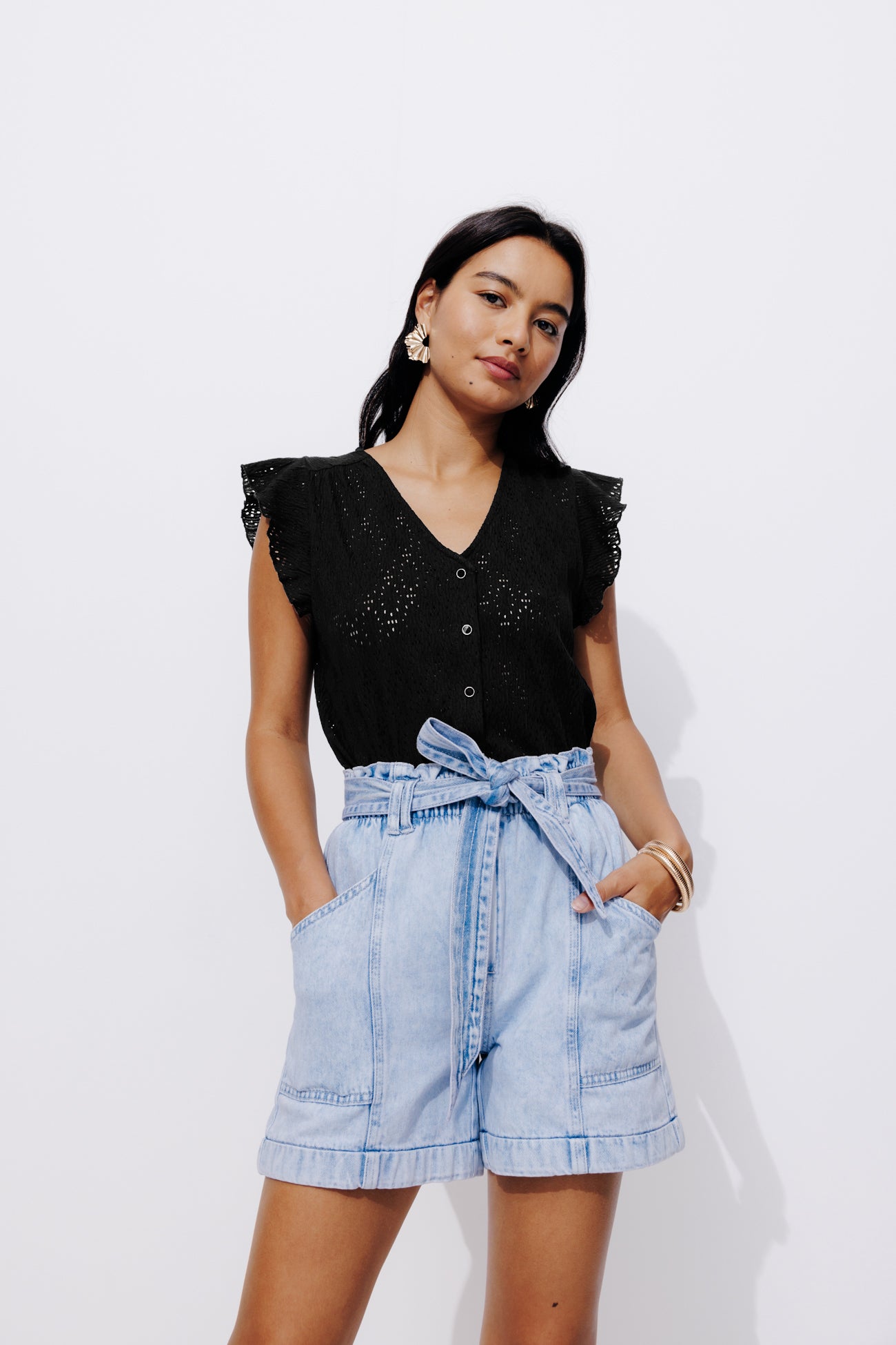 Lace-effect top - Ecru